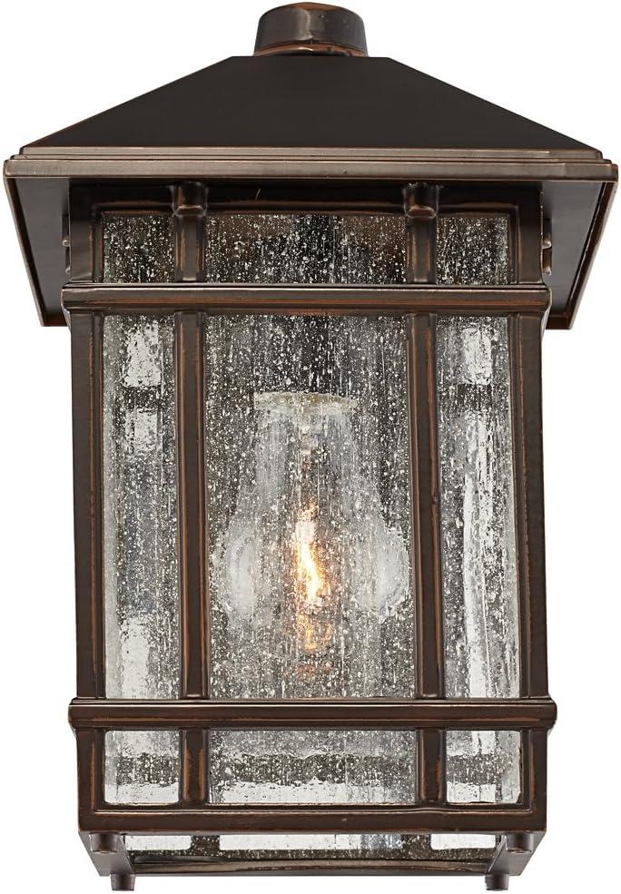 Kathy Ireland Sierra Craftsman Mission Outdoor Wall Light Fixture Rubbed Bronze 11" High Frosted Seeded Glass Panels for Post Exterior Barn Deck House