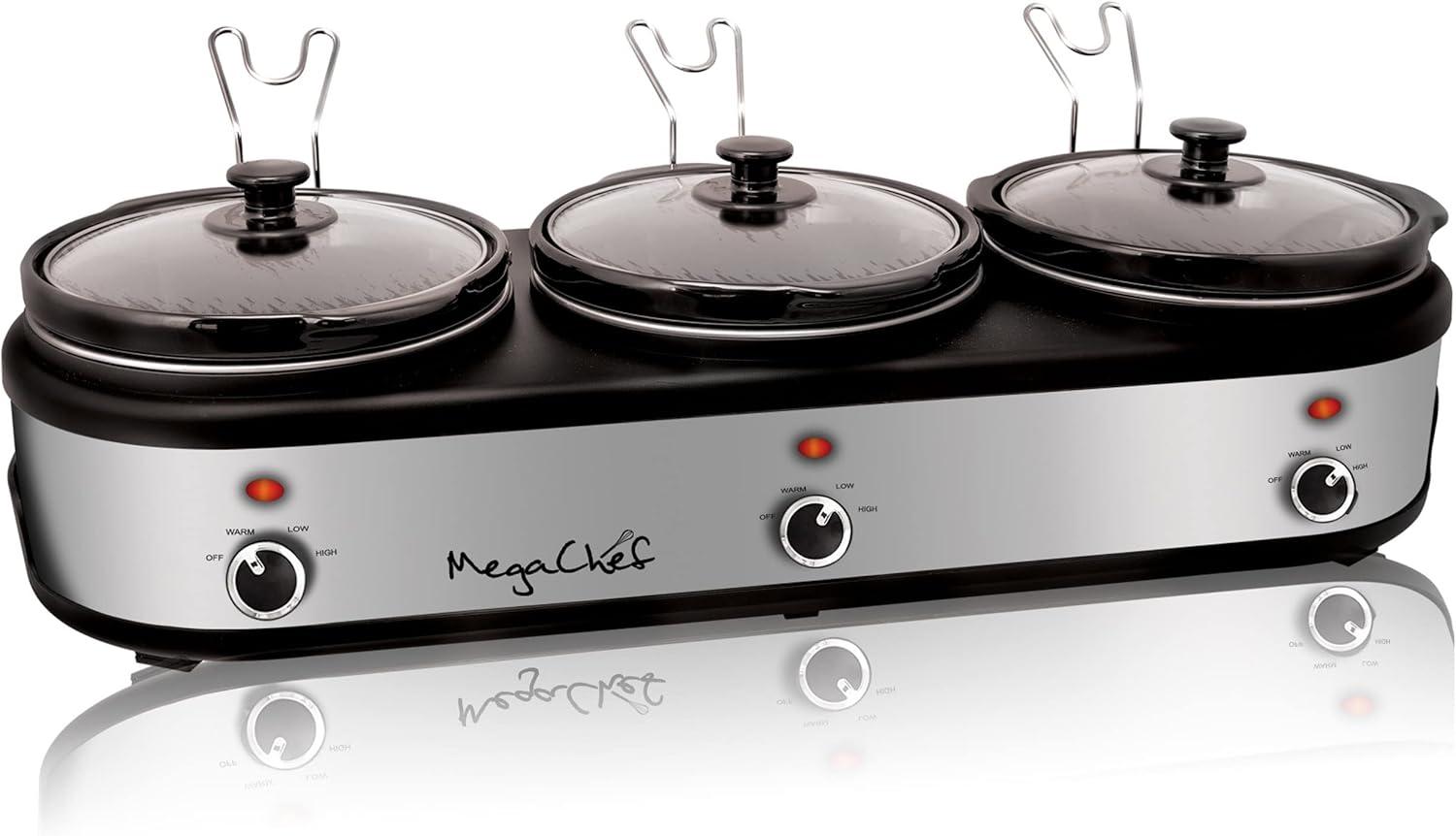 Mega Chef Mega Chef 2.5 Qt. Triple Slow Cooker and Buffet Server