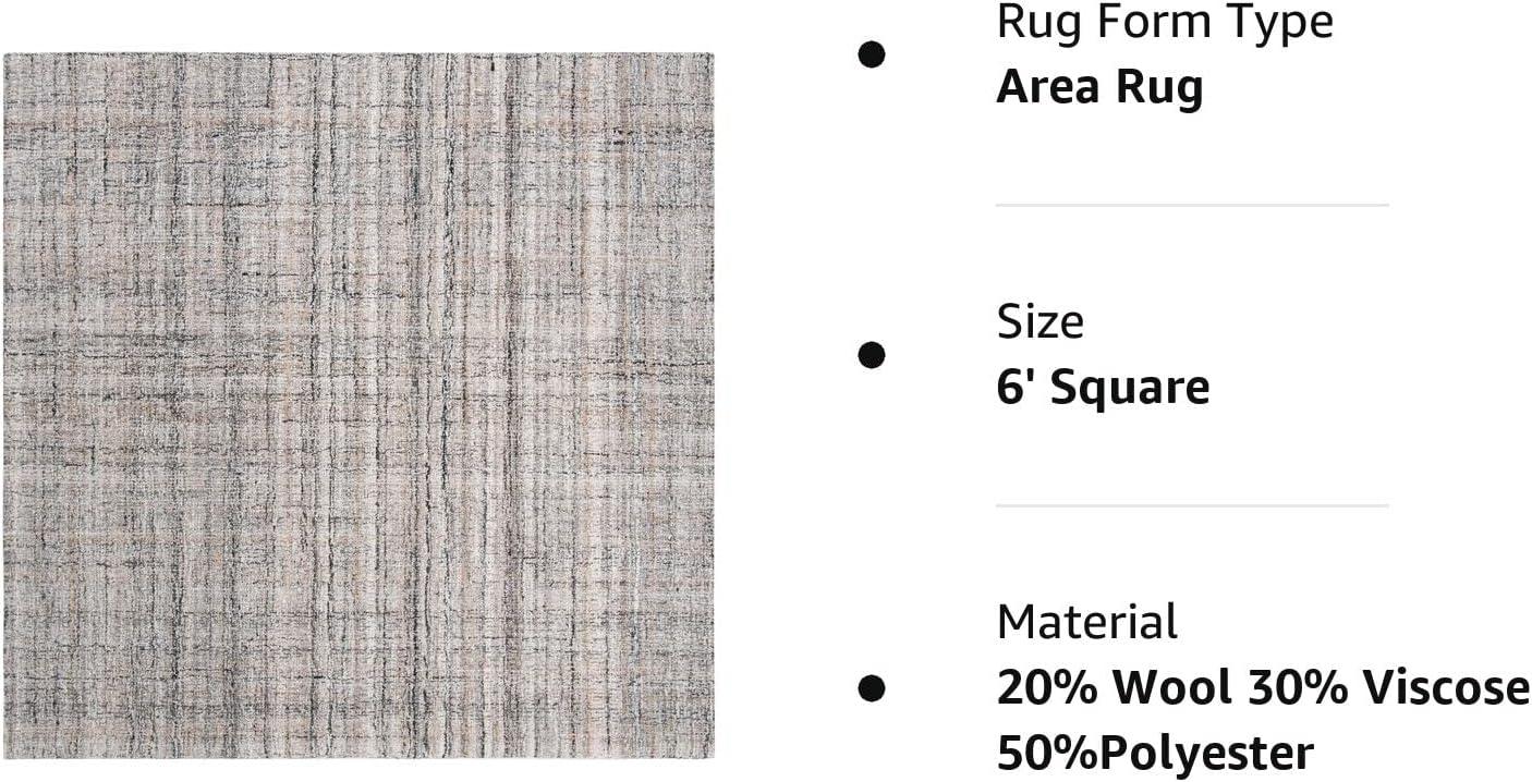 Abstract ABT141 Handmade Indoor Area Rug - Camel/Black - 6'x6' - Safavieh