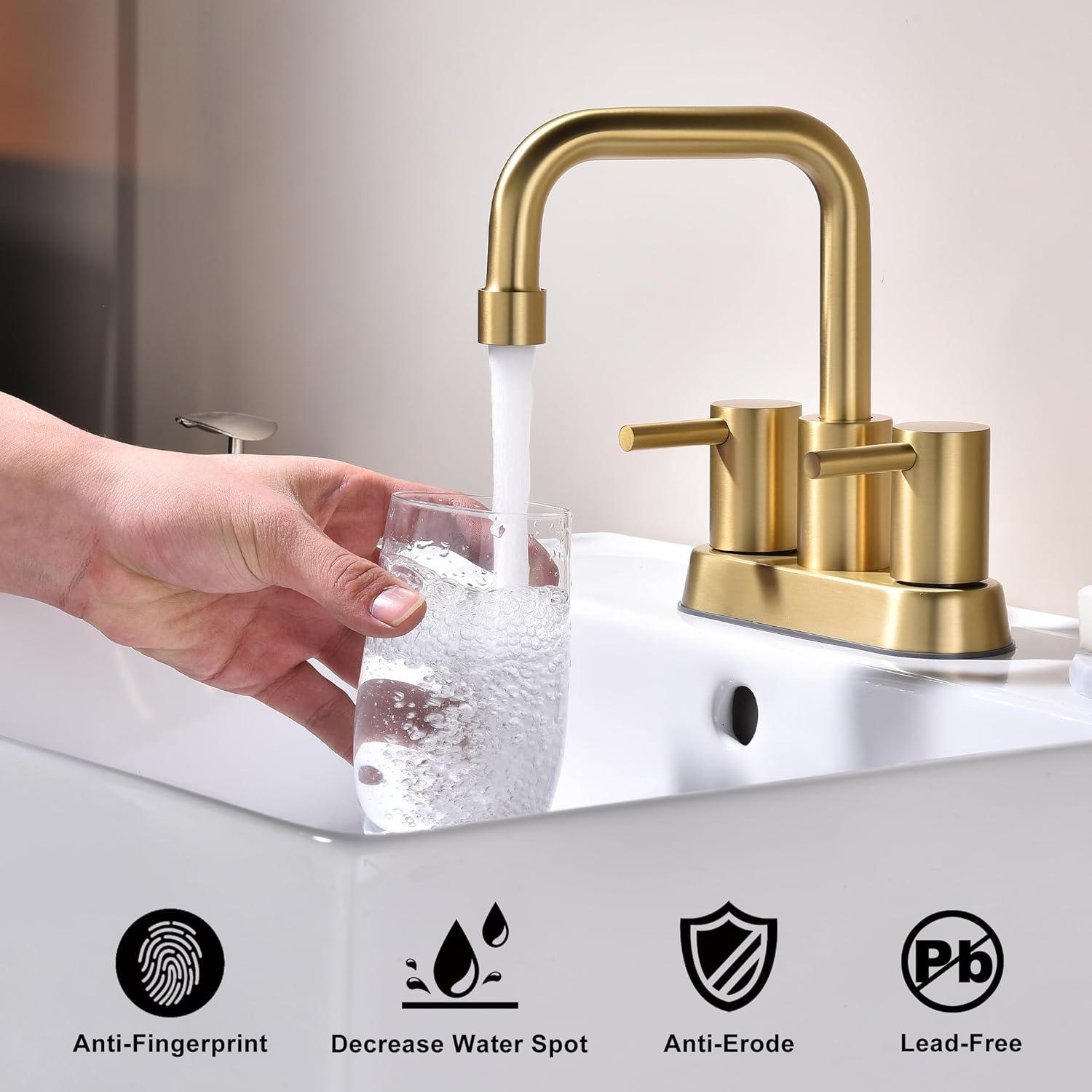 Matte Black 8 inch Widespread Bathroom Sink Faucet Vanity Lavatory Faucet for 3 Holes with Pop up Drain and 360 Degree Swivel Brass Spout