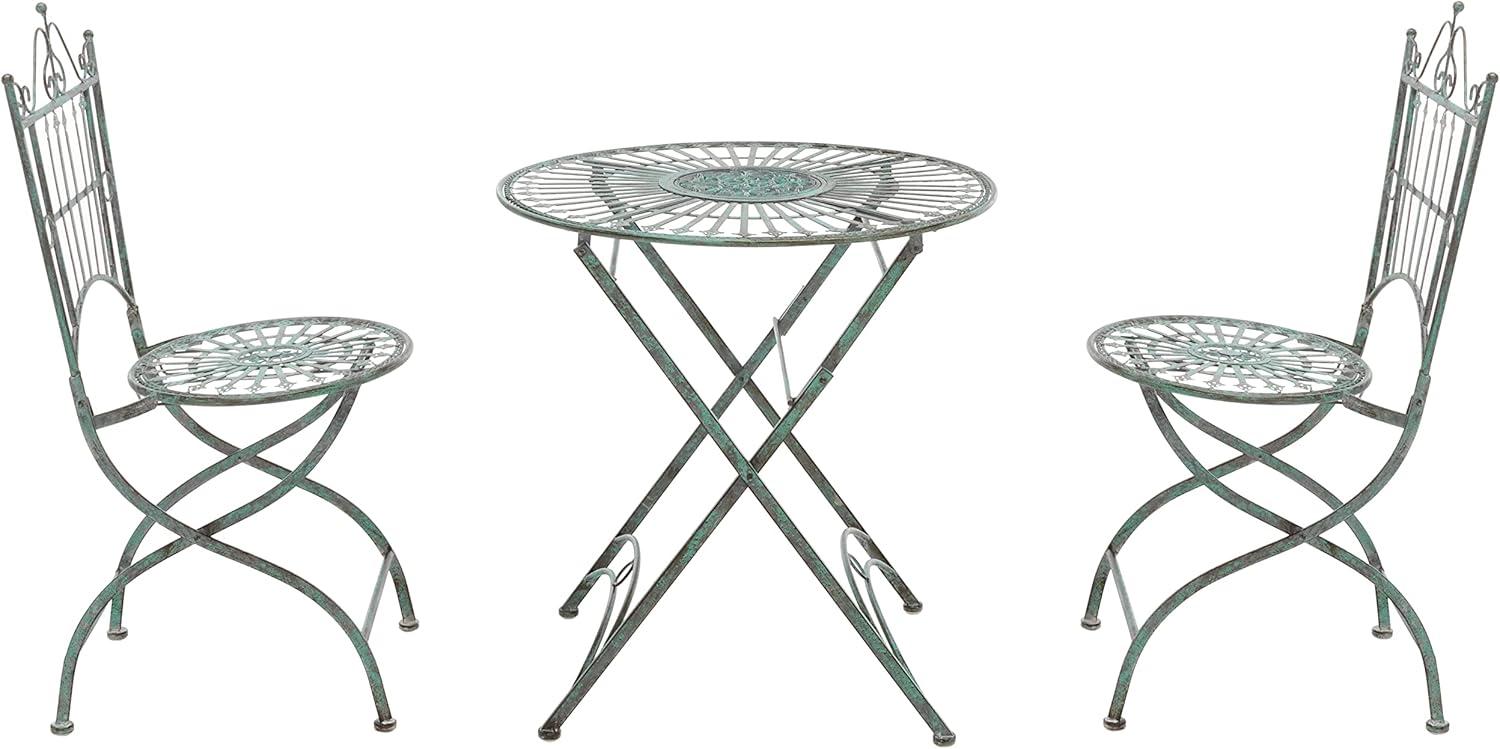 Belen Bistro Set, One Table And Two Chairs - Outdoor - PAT5020 - Antique Dark Green - Safavieh