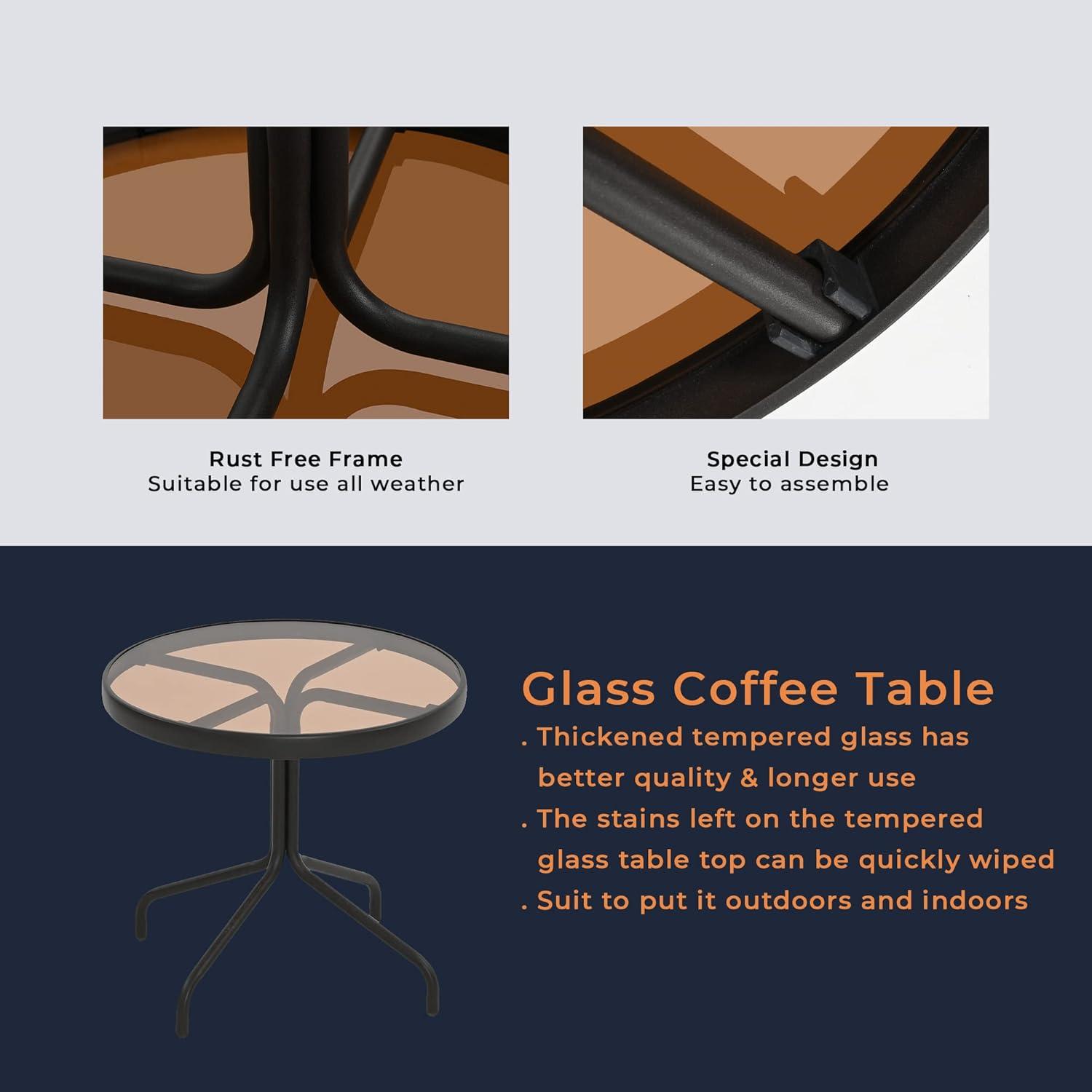 HAPPATIO Patio Chaise Lounge Set 3 Pieces,Patio Lounge Chair with Glass Coffee Table,Pool Lounge Chair with Breathable Textilene Fabric,Patio Chaise Lounge for Patio Backyard Poolside(Gray)