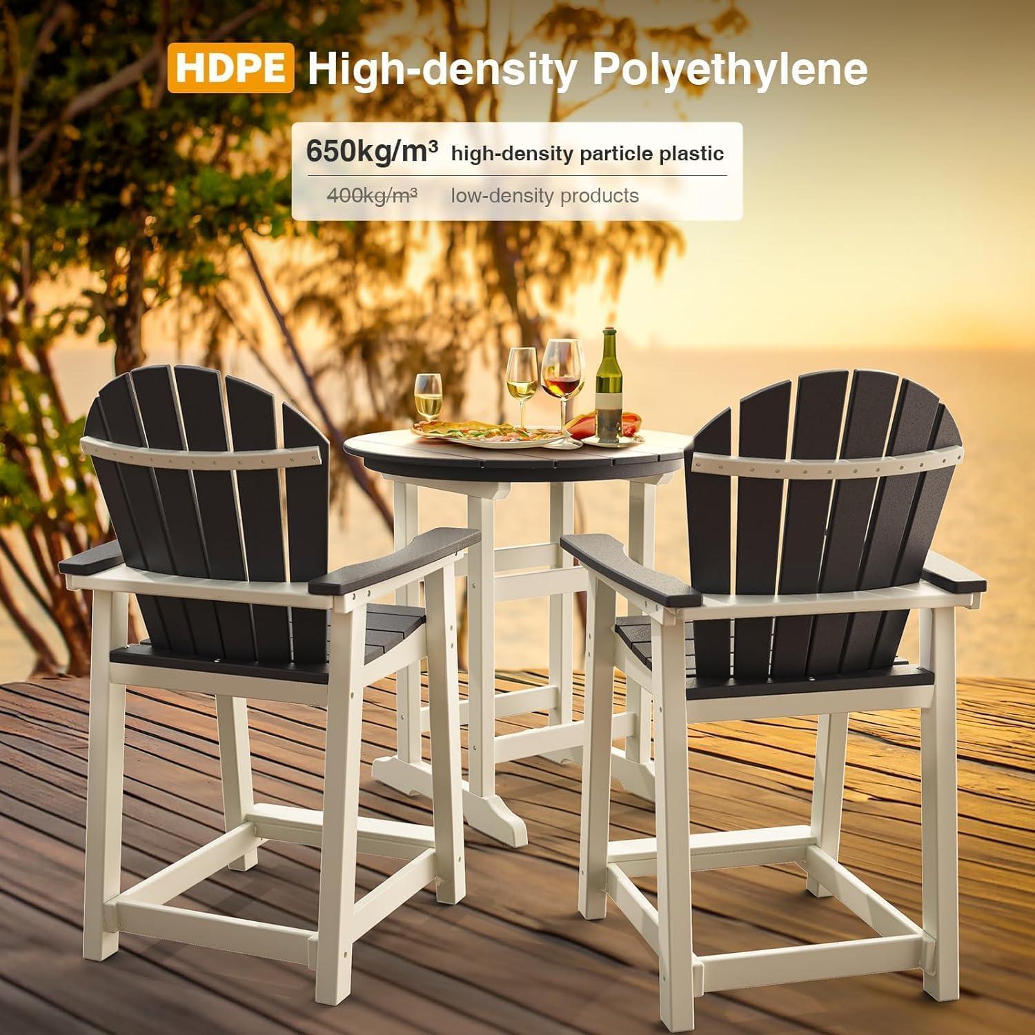 Outdoor Tall Adirondack Chair, Patio Bar Stool Chair with High Back, 400lbs, Widened Arms, All-Weather Balcony Chair for Backyard, Garden, Yard (1 PC)