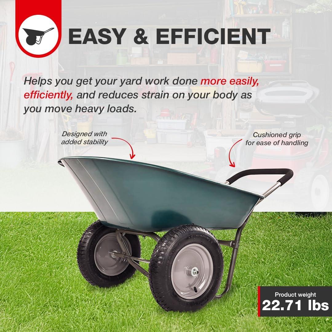 Costway 2 Tire Wheelbarrow Cart Heavy-duty Dolly Utility Cart Green