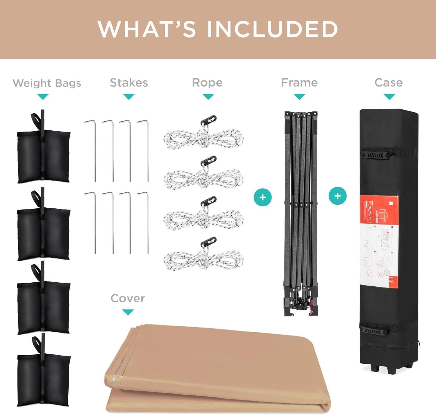 Best Choice Products Best Choice Products Easy Setup Pop Up Canopy W/ 1-Button Setup, Wheeled Case, 4 Weight Bags