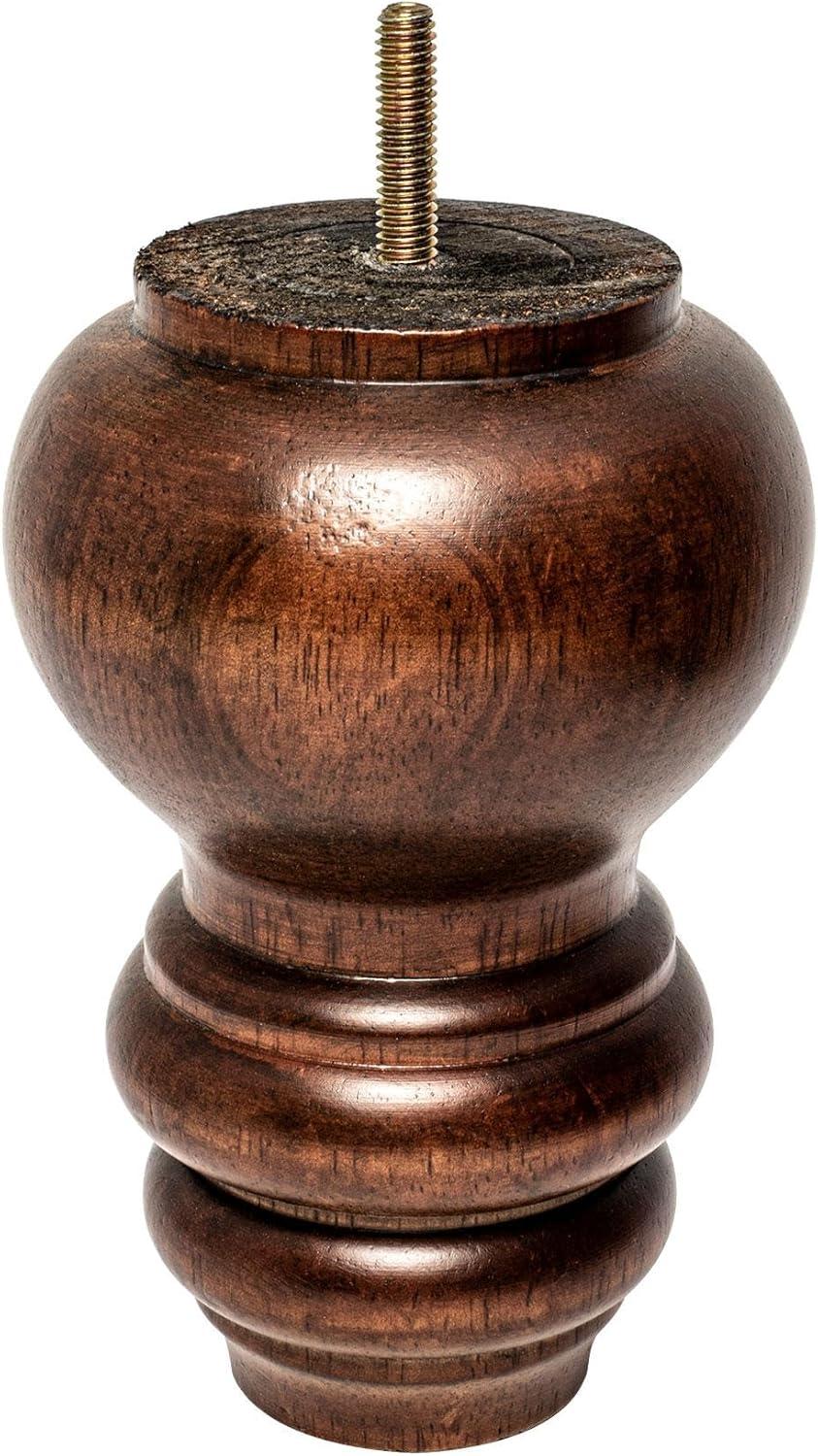 6 in x 4 in Solid Hardwood Round Bun Foot - 1 Piece