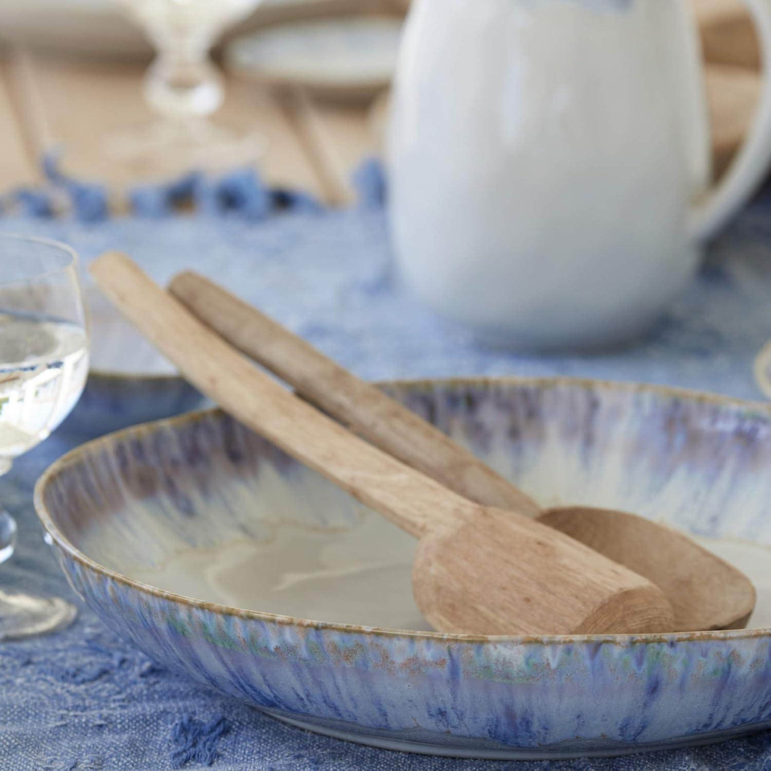 Brisa Blue Ceramic Round Pasta Serving Bowl