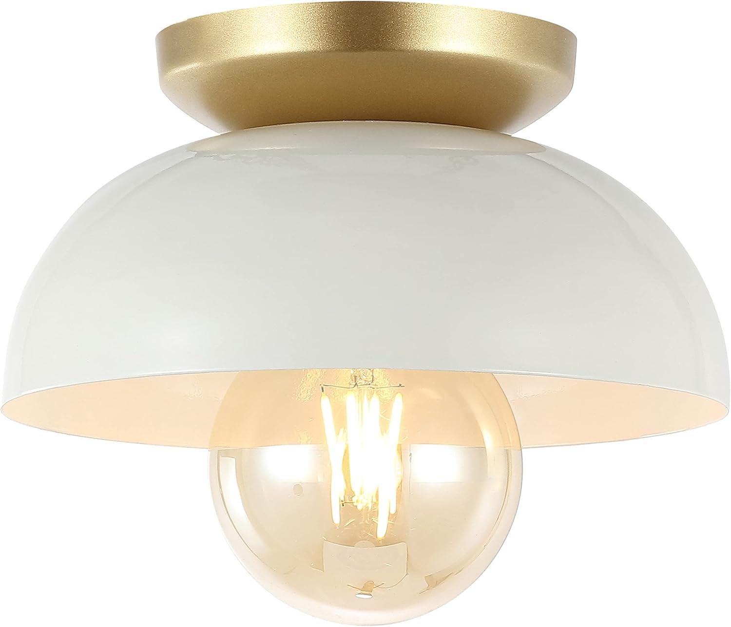 Paulina 8.5" White and Gold LED Flush Mount Ceiling Light