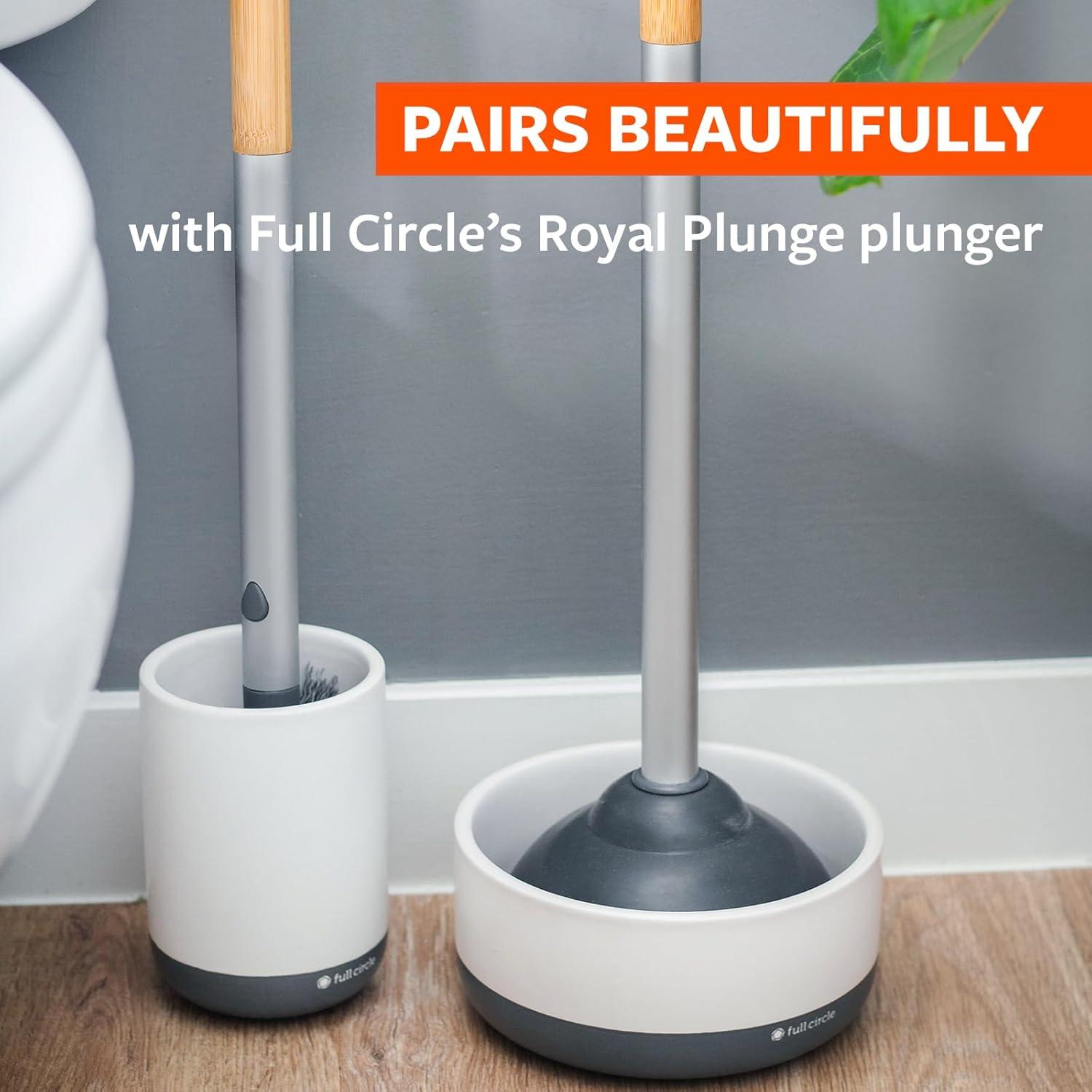 Full Circle Scrub Queen Toilet Brush with Replaceable Head - Ceramic Base with Dry Earth Absorbent Disk