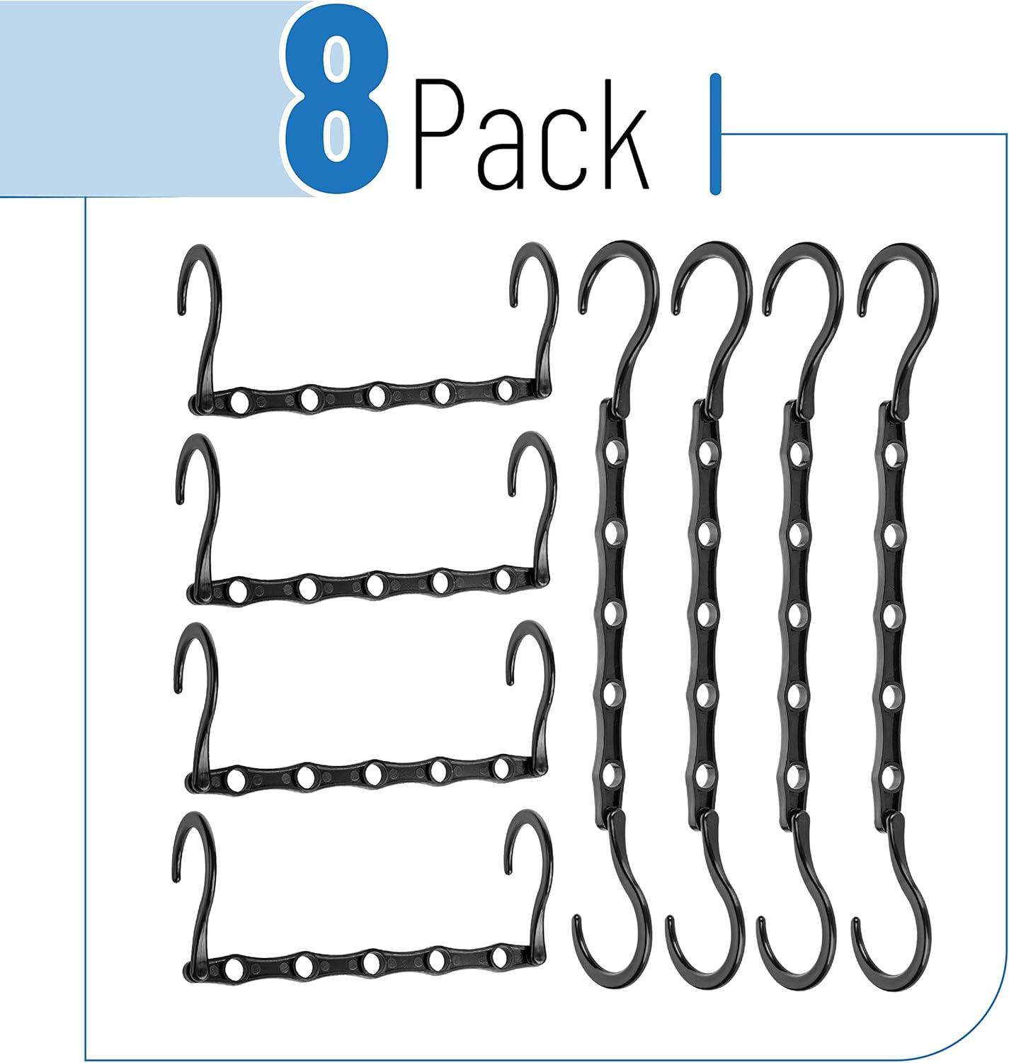 Black Space Saving Closet Hanger Organizers, 8 Pack