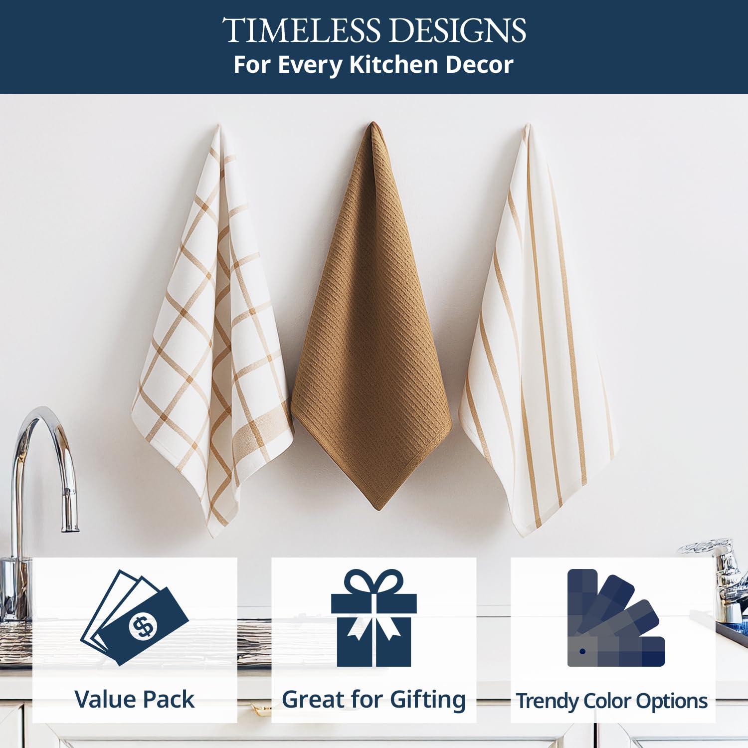 Kitchen Towels Set - Pack of 12 Cotton Dish Towels for Drying Dishes, 18”x 28”, Kitchen Hand Towels, Quick Drying Kitchen Towel Set - Olive