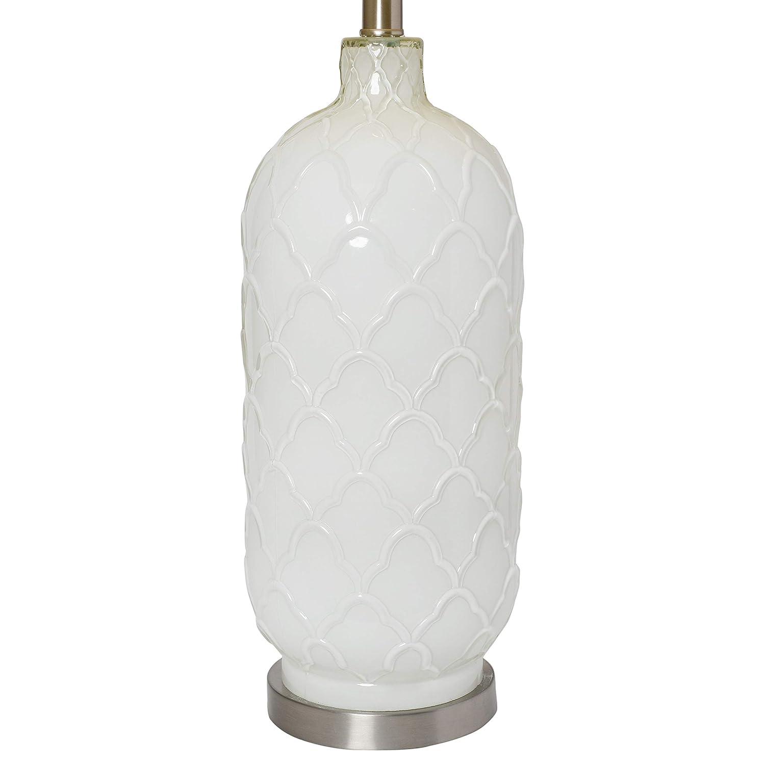 Elegant Designs White and Brushed Nickel Glass Table Lamp