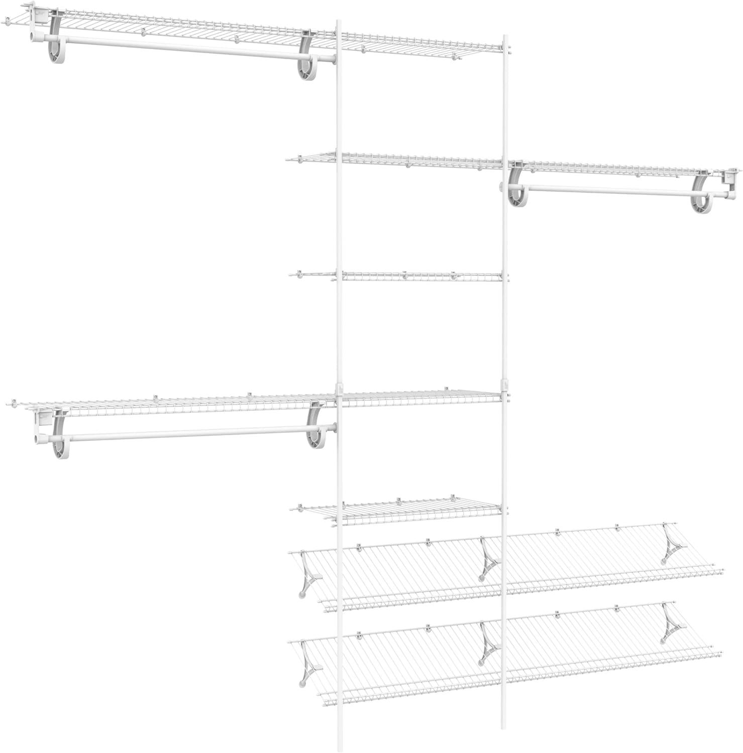 White Ventilated Steel 5ft to 8ft Closet Organizer Kit