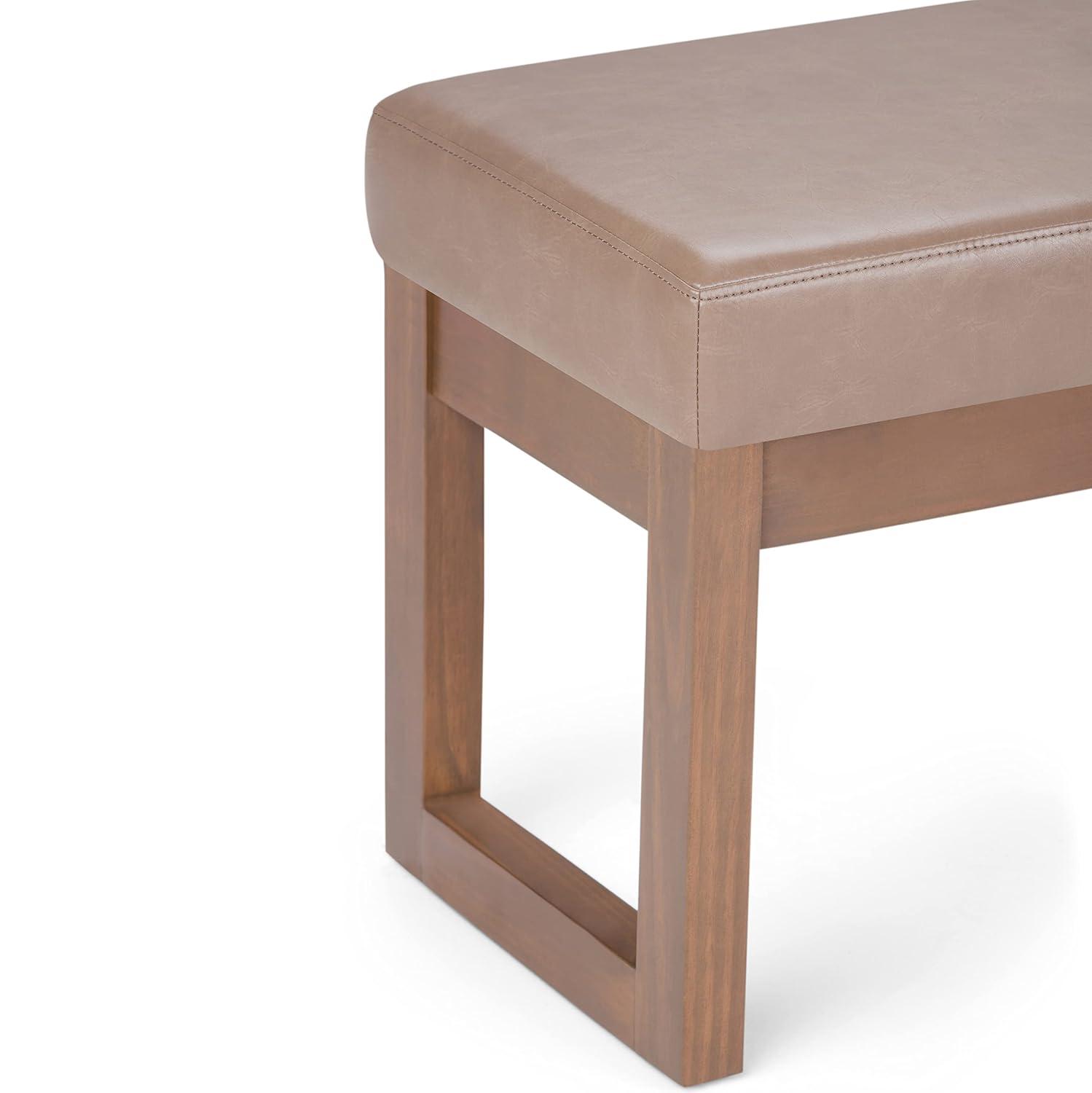 Simpli Home Milltown Ottoman Bench with Upholstered Seat and Solid Wood Frame