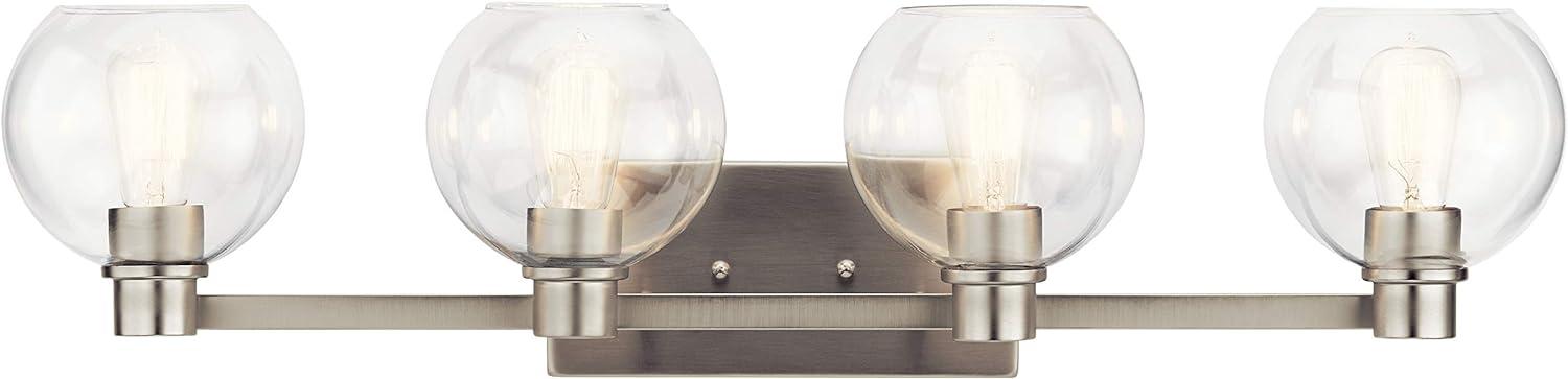 Harmony Brushed Nickel 33.5" Transitional Vanity Light with Clear Globe Shades