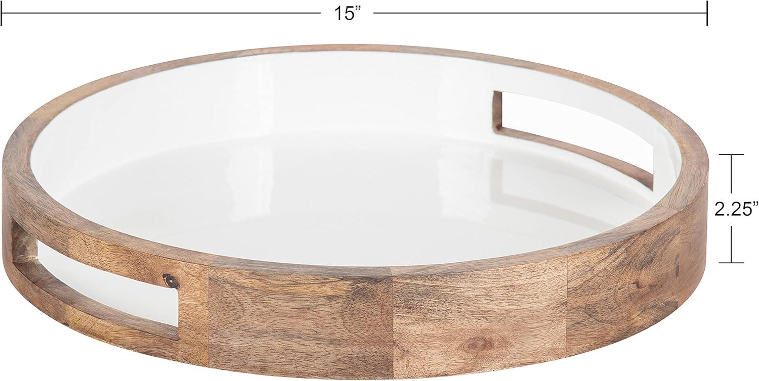 Kate and Laurel Ehrens Round Decorative Wood Tray