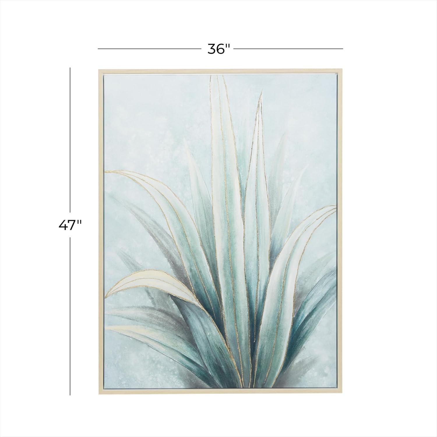 Agave-Inspired Green and Blue Acrylic Canvas Wall Art