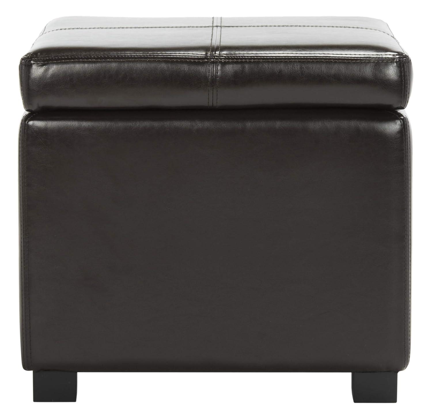 Safavieh Hudson Collection Williamsburg Brown Leather Square Storage Ottoman
