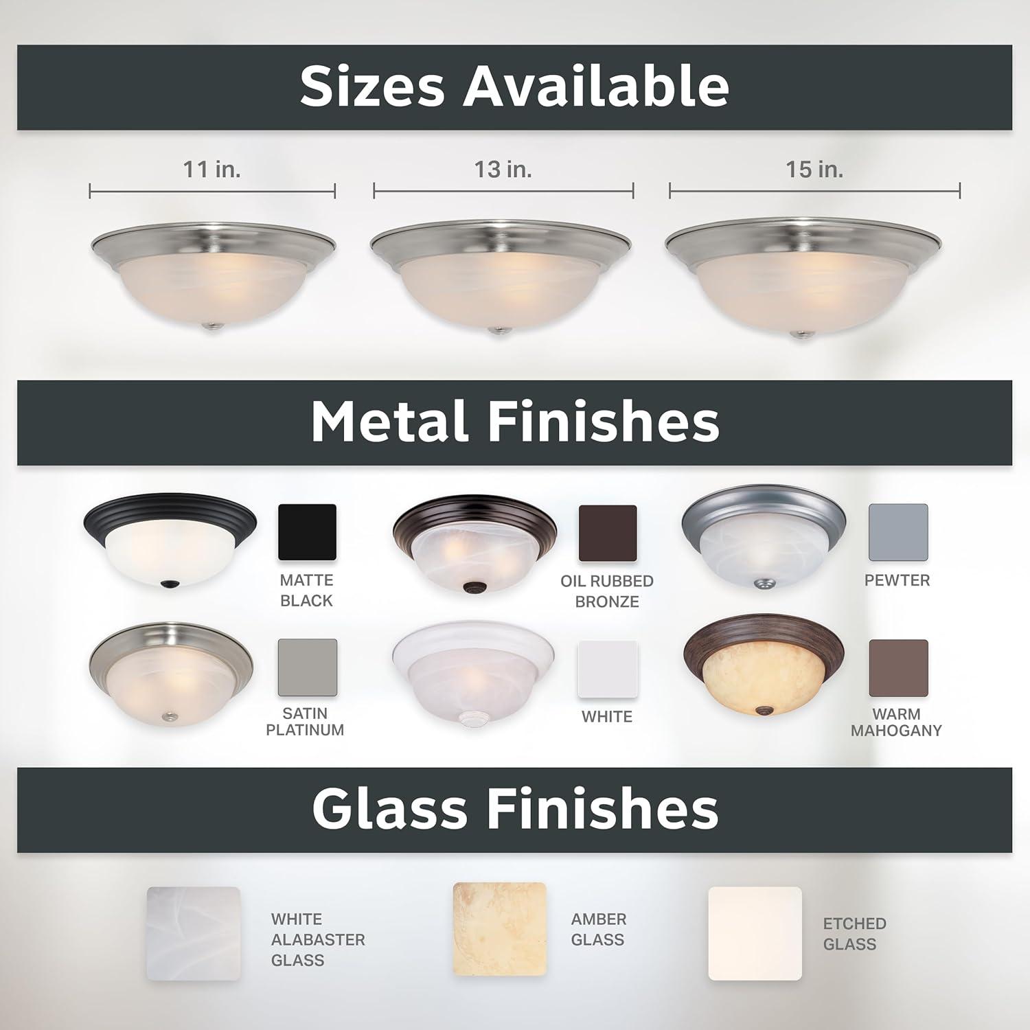 Designers Fountain 15 inch Large 3-Light Satin Platinum Flush Mount Ceiling Light, 1257L-SP-AL