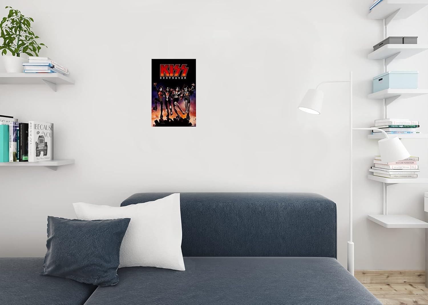 Kiss Band Destroyer Poster Album Cover Merchandise Collectibles Kiss Memorabilia Heavy Metal Music Merch 1970s Retro Vintage Cool Wall Decor Room Home Gift Cool Wall Art Print Poster 12x18