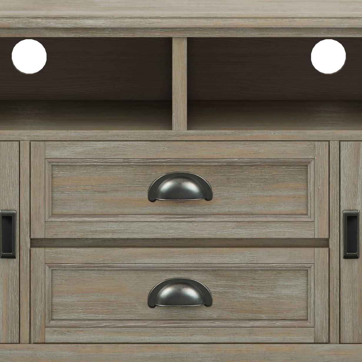 Simpli Home Burlington 72"W Solid Wood TV Stand for TVs up to 80" with 4 Cabinets