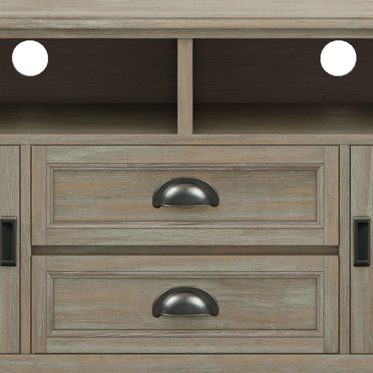 Simpli Home Burlington 72"W Solid Wood TV Stand for TVs up to 80" with 4 Cabinets