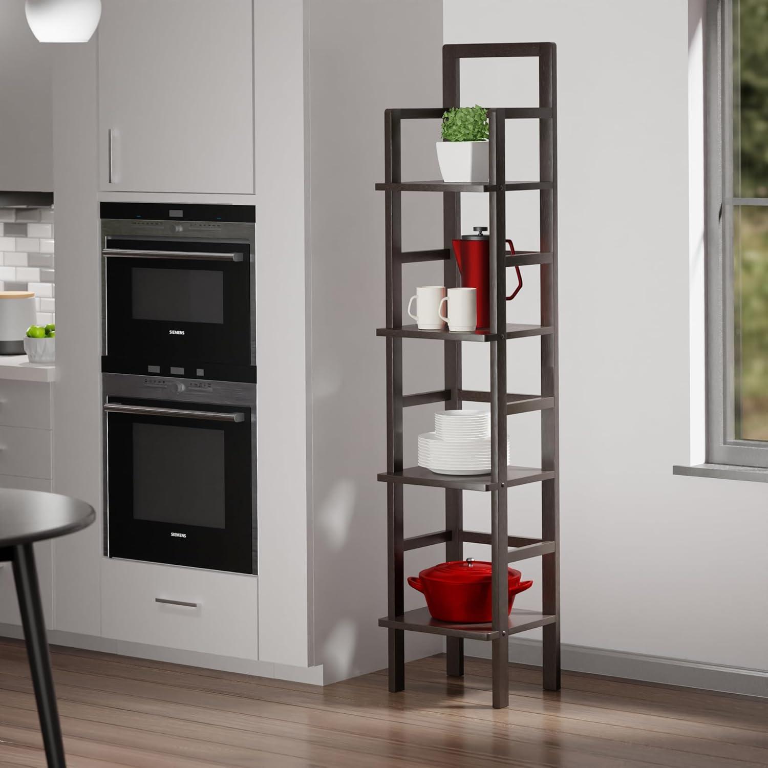 Aiden Black Wood Narrow Transitional Baker's Rack