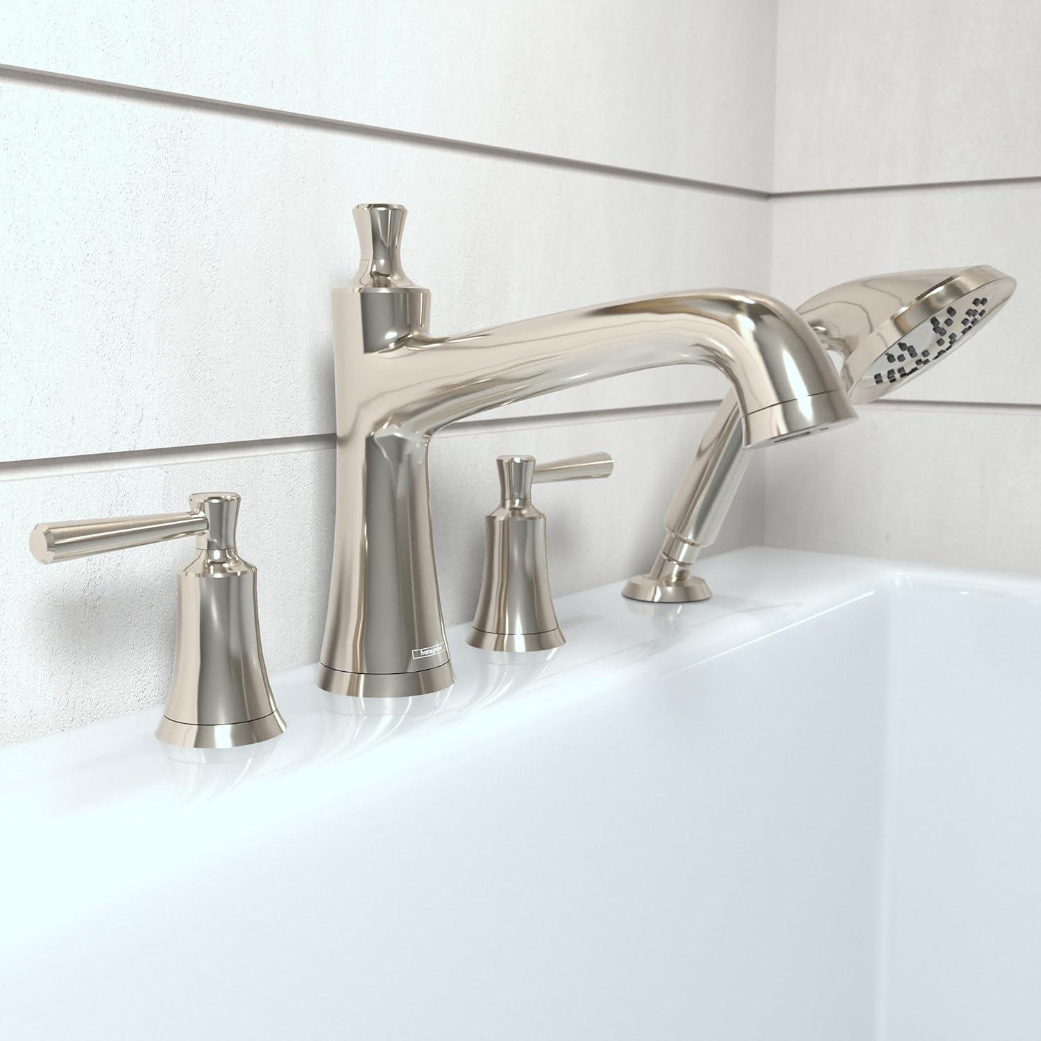 Joleena Double Handle Deck Mounted Roman Tub Faucet Trim with Diverter and Handshower