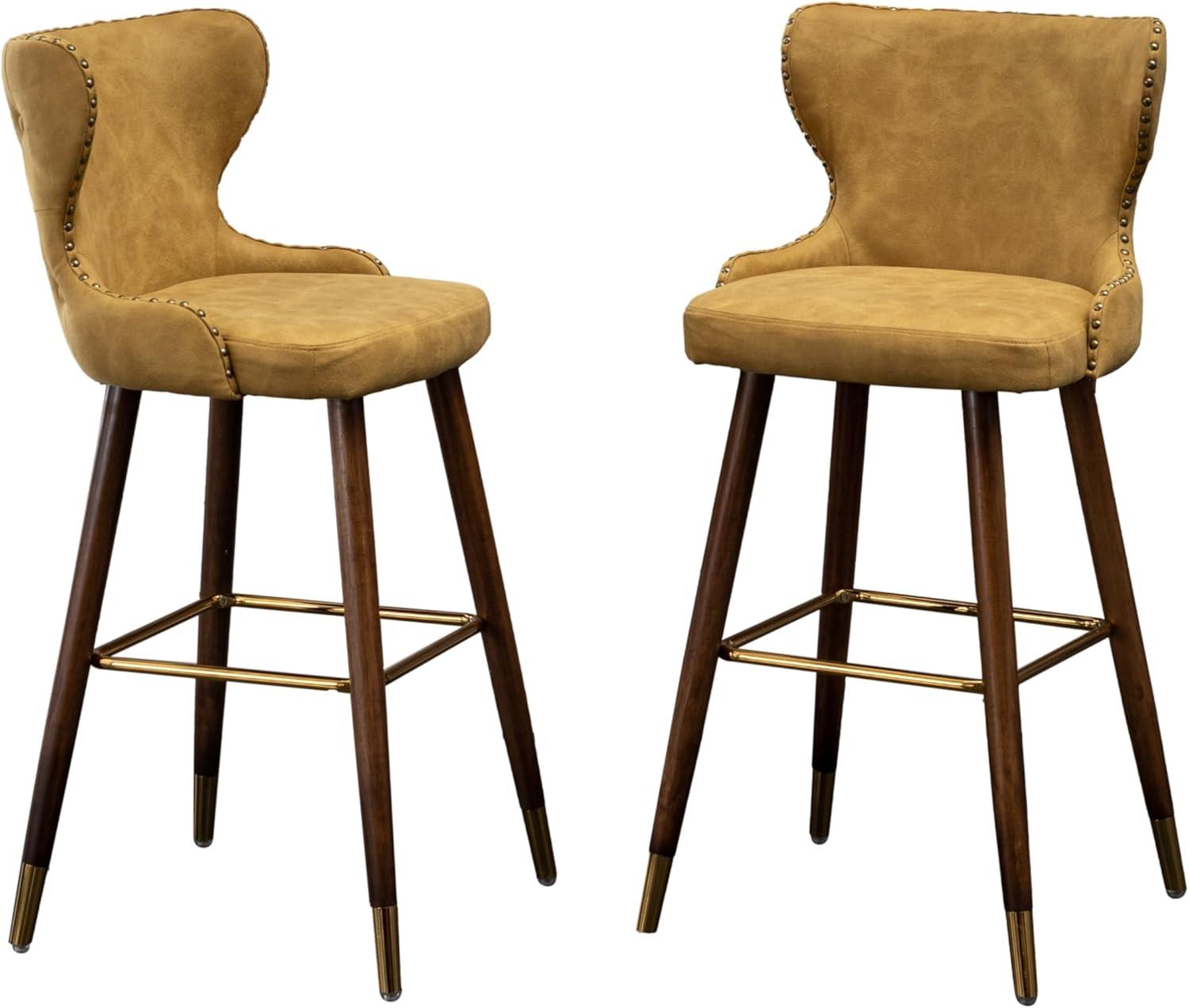 Roundhill Furniture Nevis Bar Stool, Yellow, Set of 2