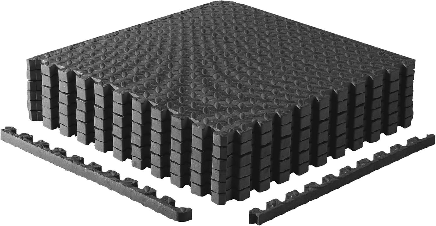 CAP Interlocking Exercise Foam Mats, 24 SQ.FT Diamond, TATAMI, T-Pattern 1-Inch Thickness Tiles