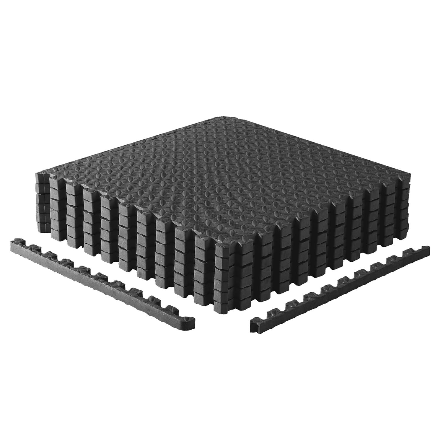 CAP Interlocking Exercise Foam Mats, 24 SQ.FT Diamond, TATAMI, T-Pattern 1-Inch Thickness Tiles