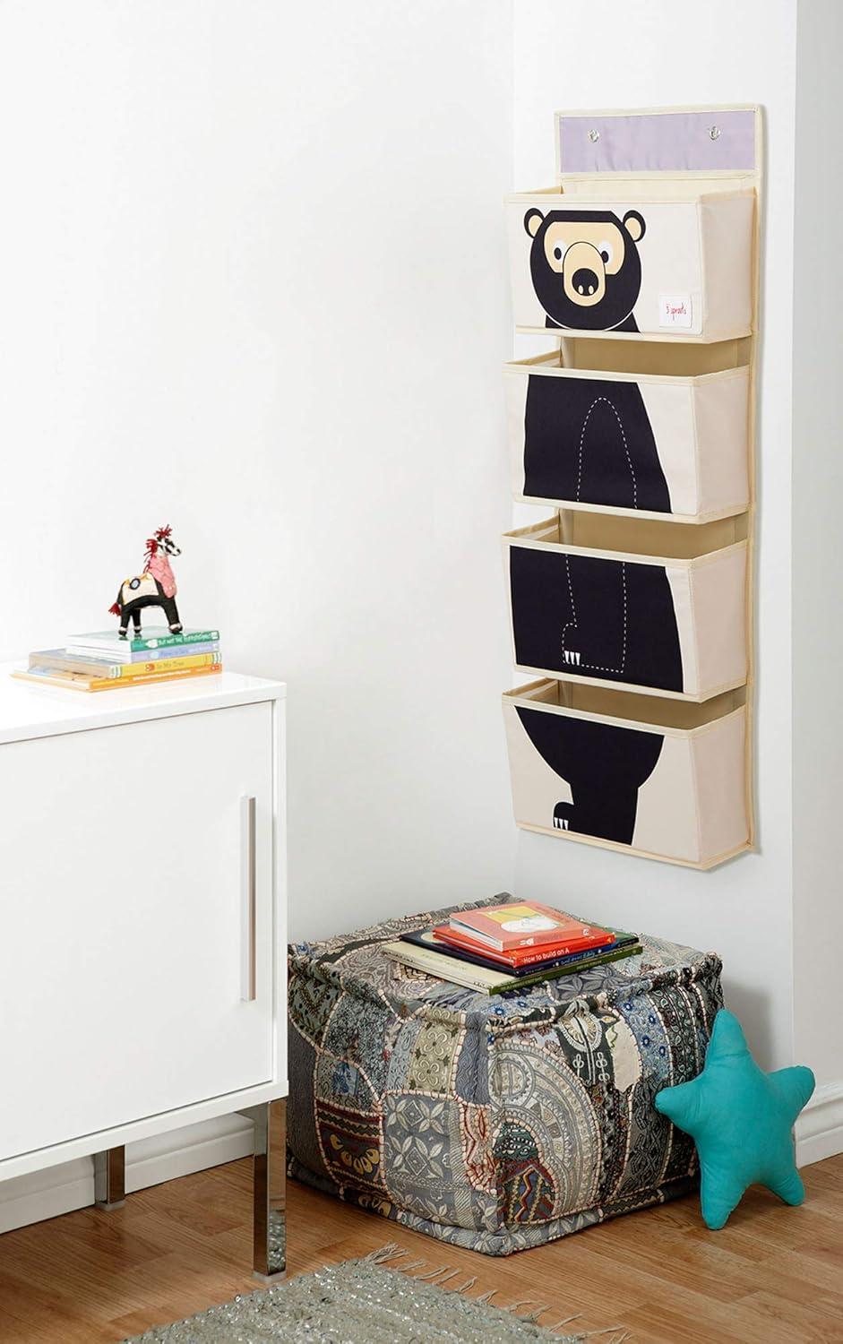 Bear Themed Beige and Black Hanging Wall Organizer