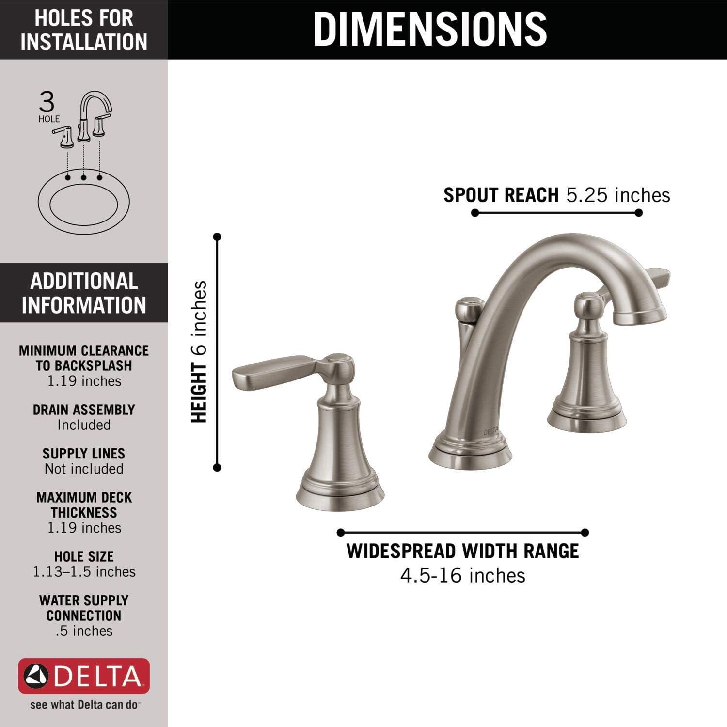 Sleek Modern 6" Stainless Steel Widespread Bathroom Faucet with Metal Drain