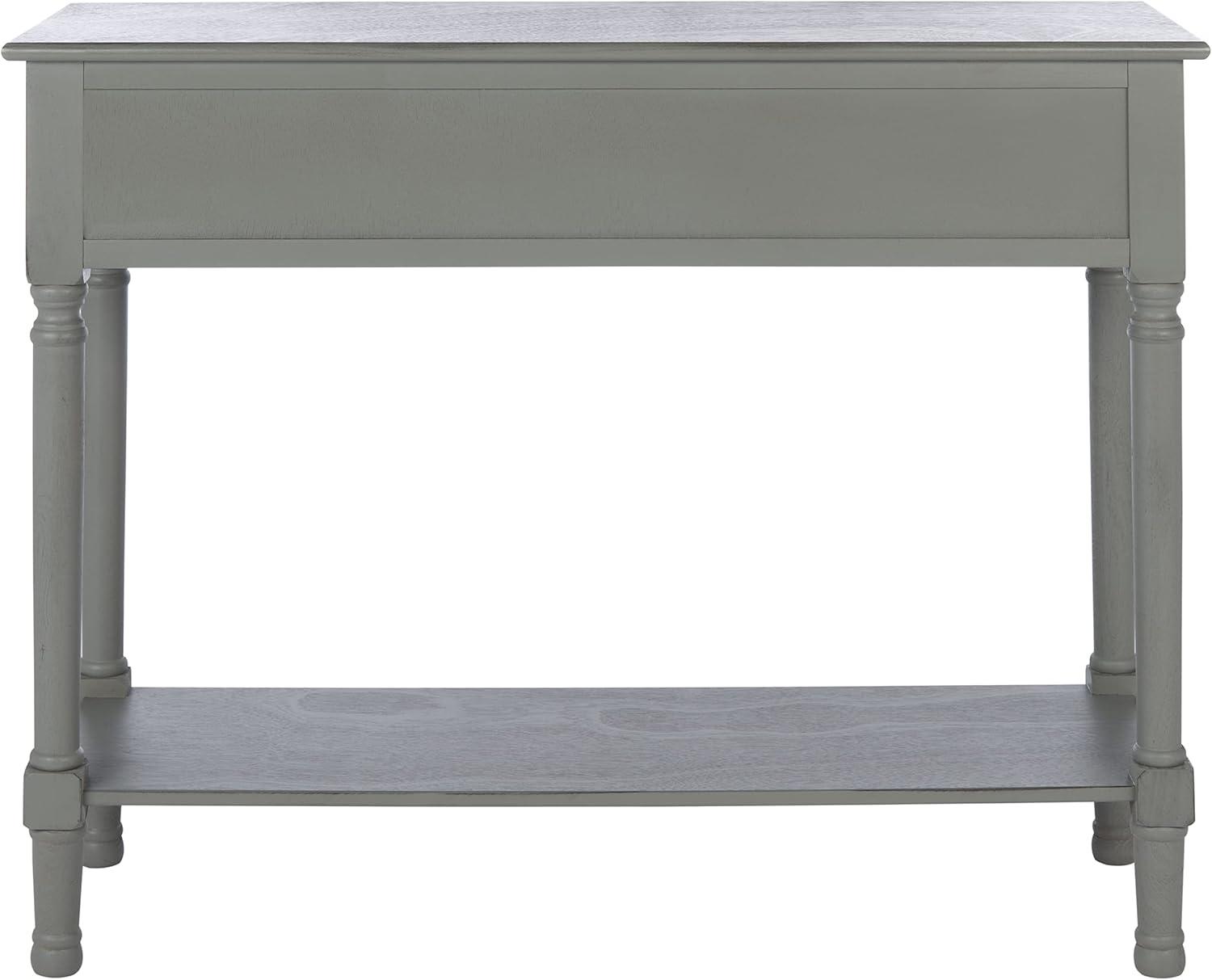 Distressed Gray Wood Console Table with Storage Drawers