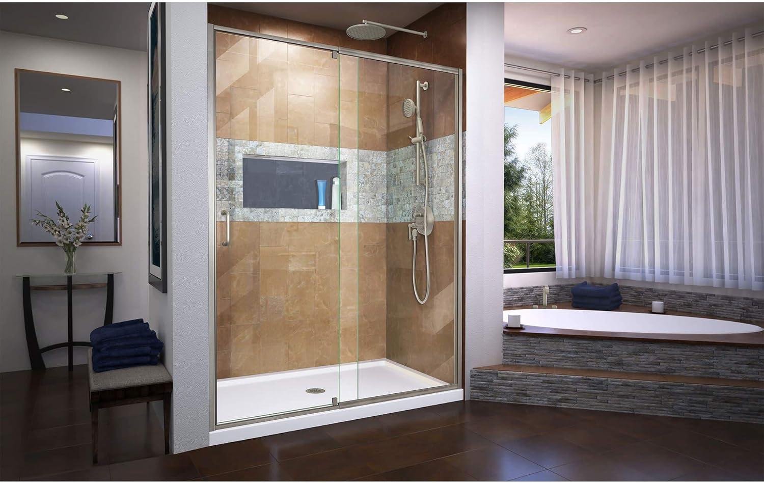 Flex 56" W x 72" H Pivot Semi-Frameless Shower Door with ClearMax™