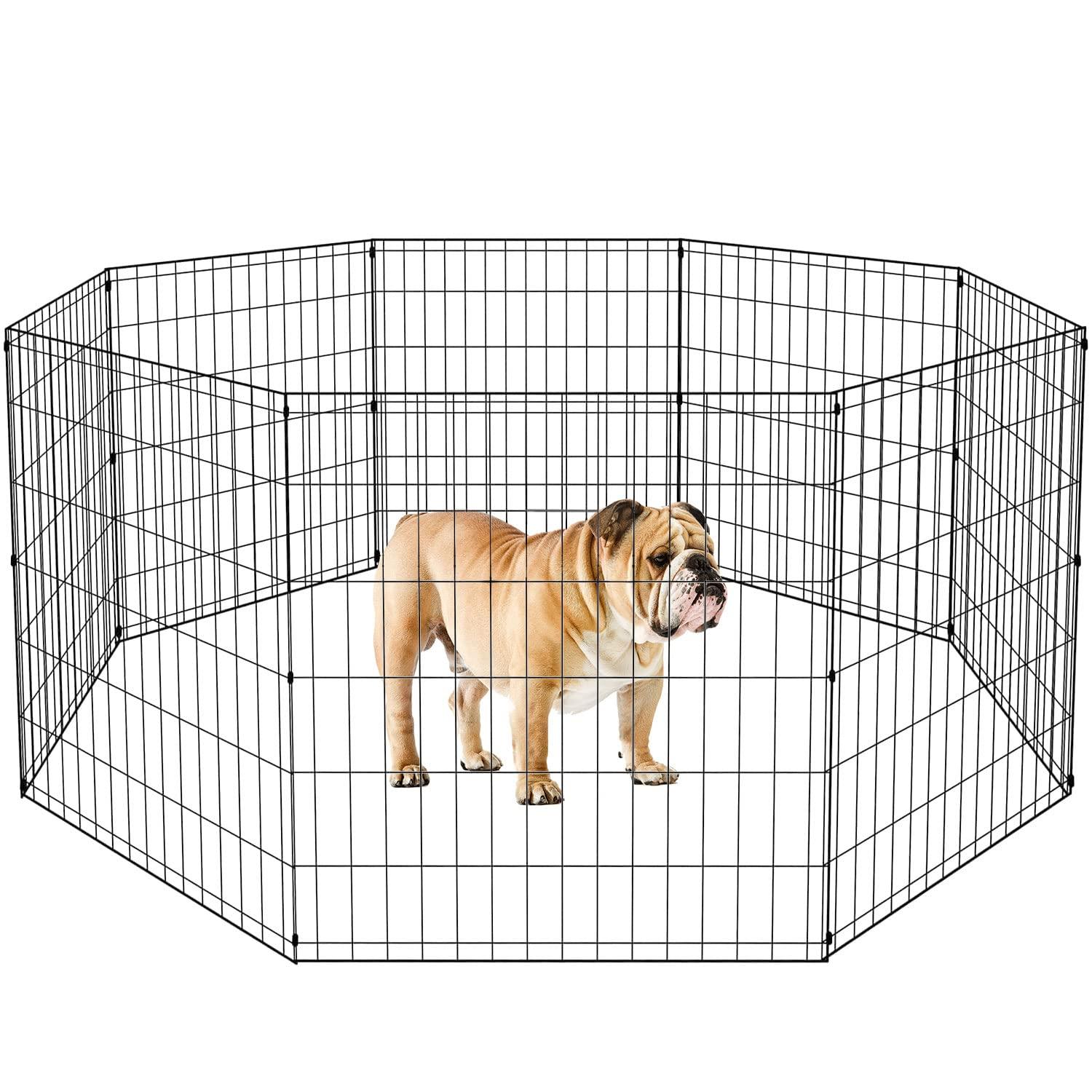 BestPet Puppy Pet Playpen 8 Panel Indoor Outdoor Metal Protable Folding Animal Exercise Dog Fence