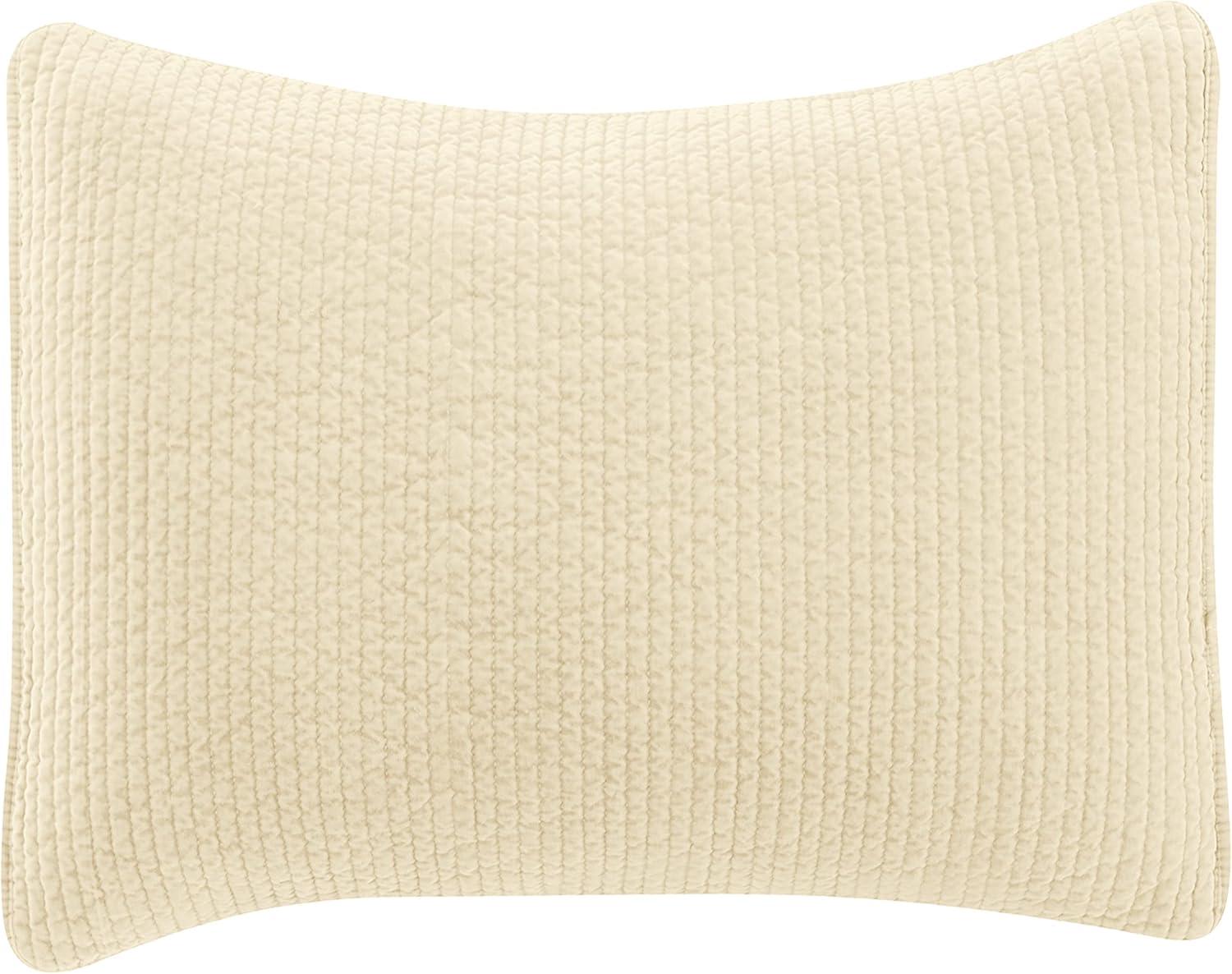 King Light Tan Cotton Velvet Quilted Pillow Sham