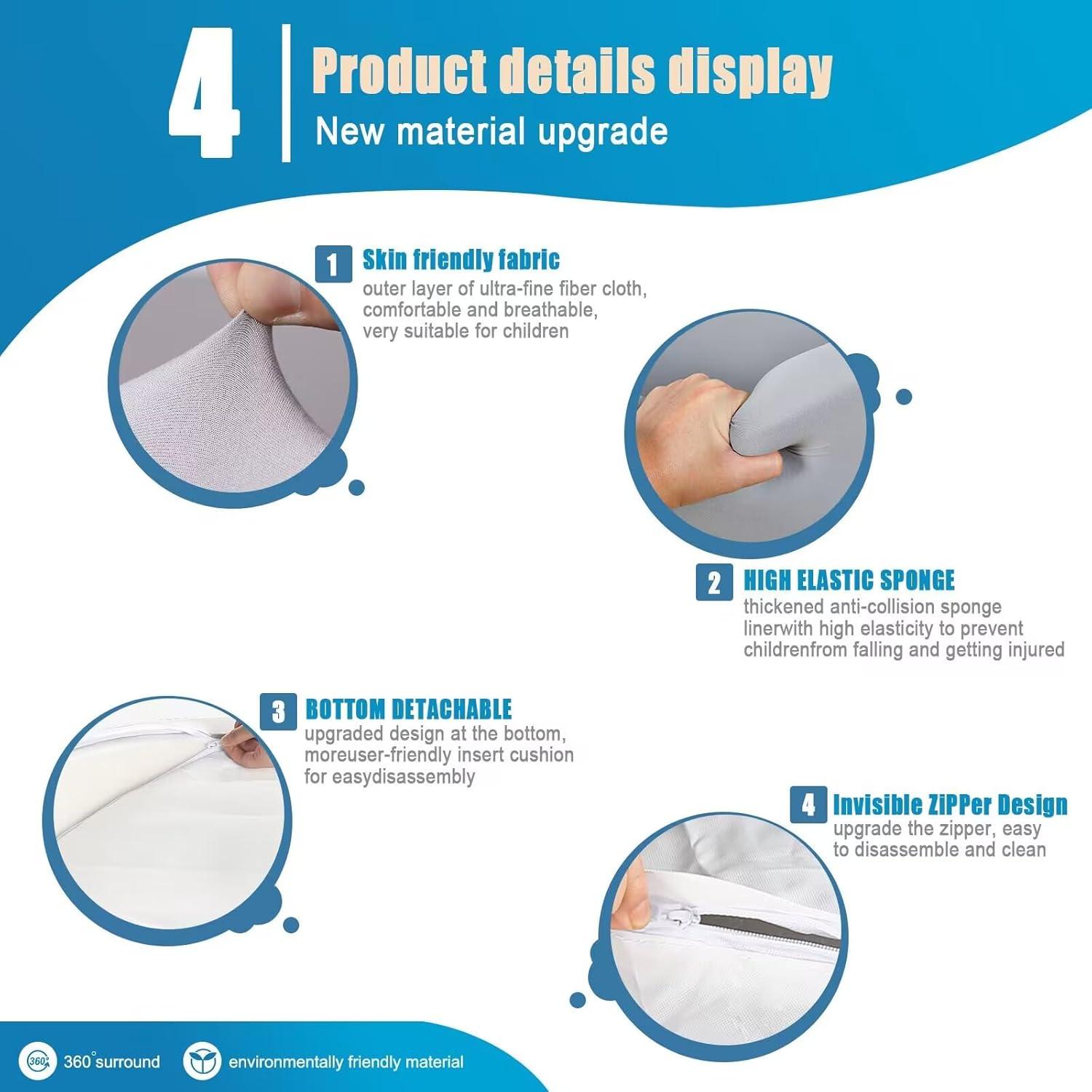 TrendBox Foam Ball Pit for Toddler, 35" x 12" Memory Sponge with Removable Cover Indoor Round Ball Pit for Kids Children - Light Gray