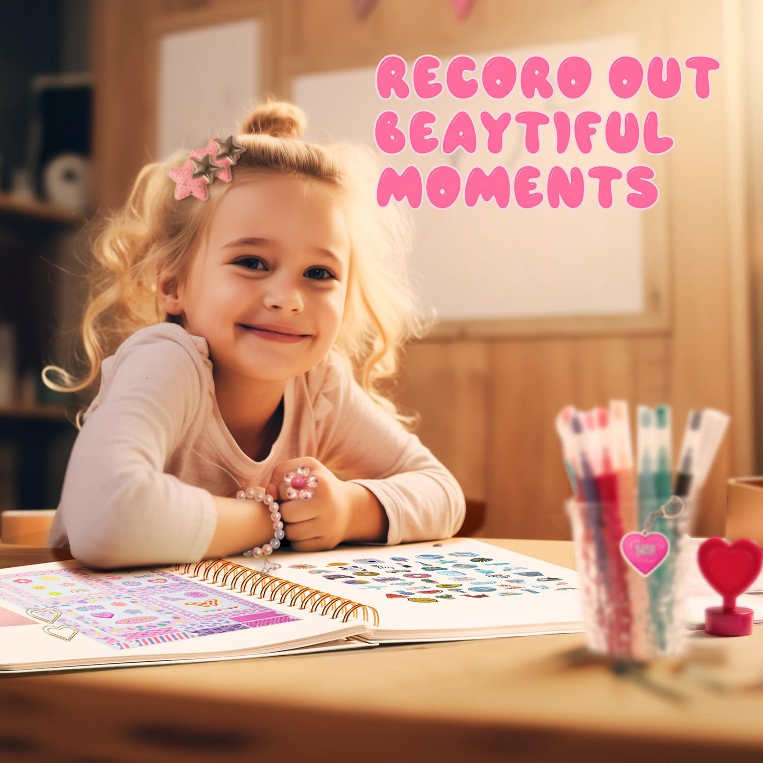 Girls DIY Diary 54 Pcs Diary Set, Toys for Ages 6 7 8 9 10 11 12 13, DIY Stationery Set, Thin Stickers and Little Girls Daily Supplies, Gifts for Teen Good Idea Choice