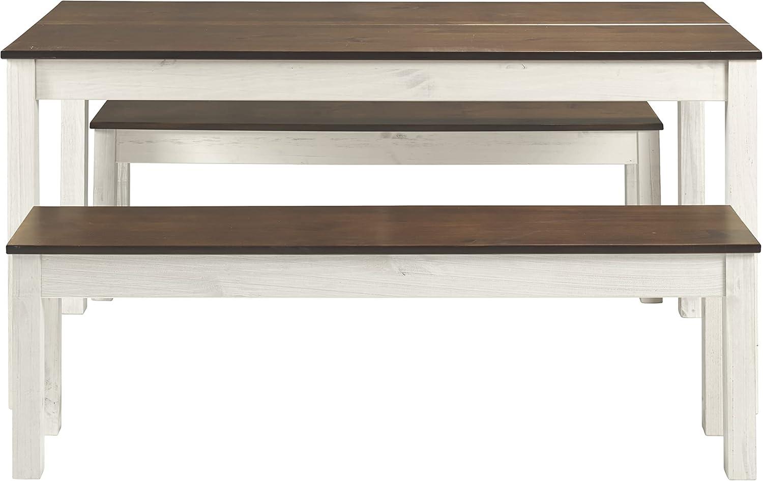 Bridge Brazil Wood Bench White Distressed | Furniture Dash White distressed finish, seat in brown lacquer.