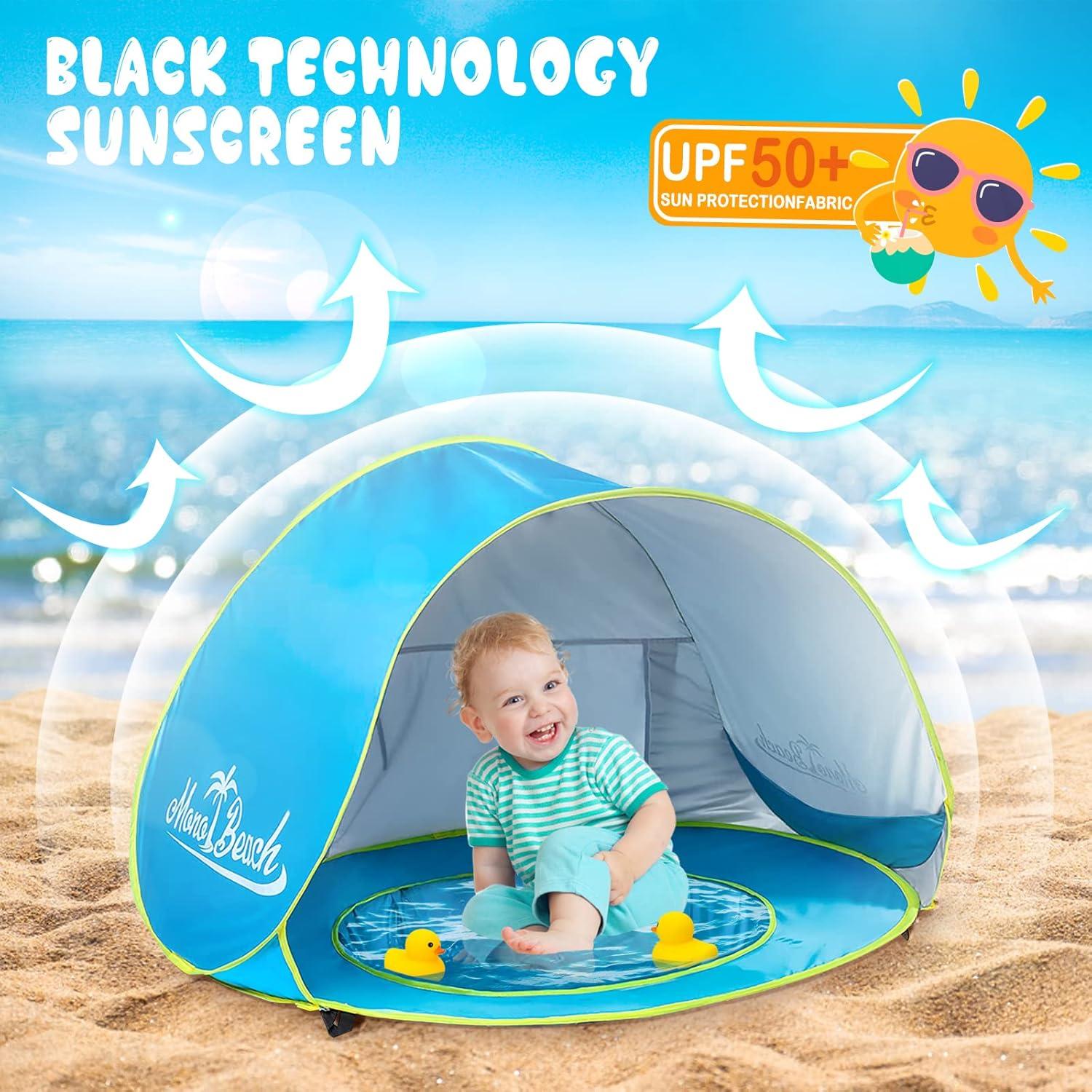 Blue Portable Baby Beach Tent with UV Protection