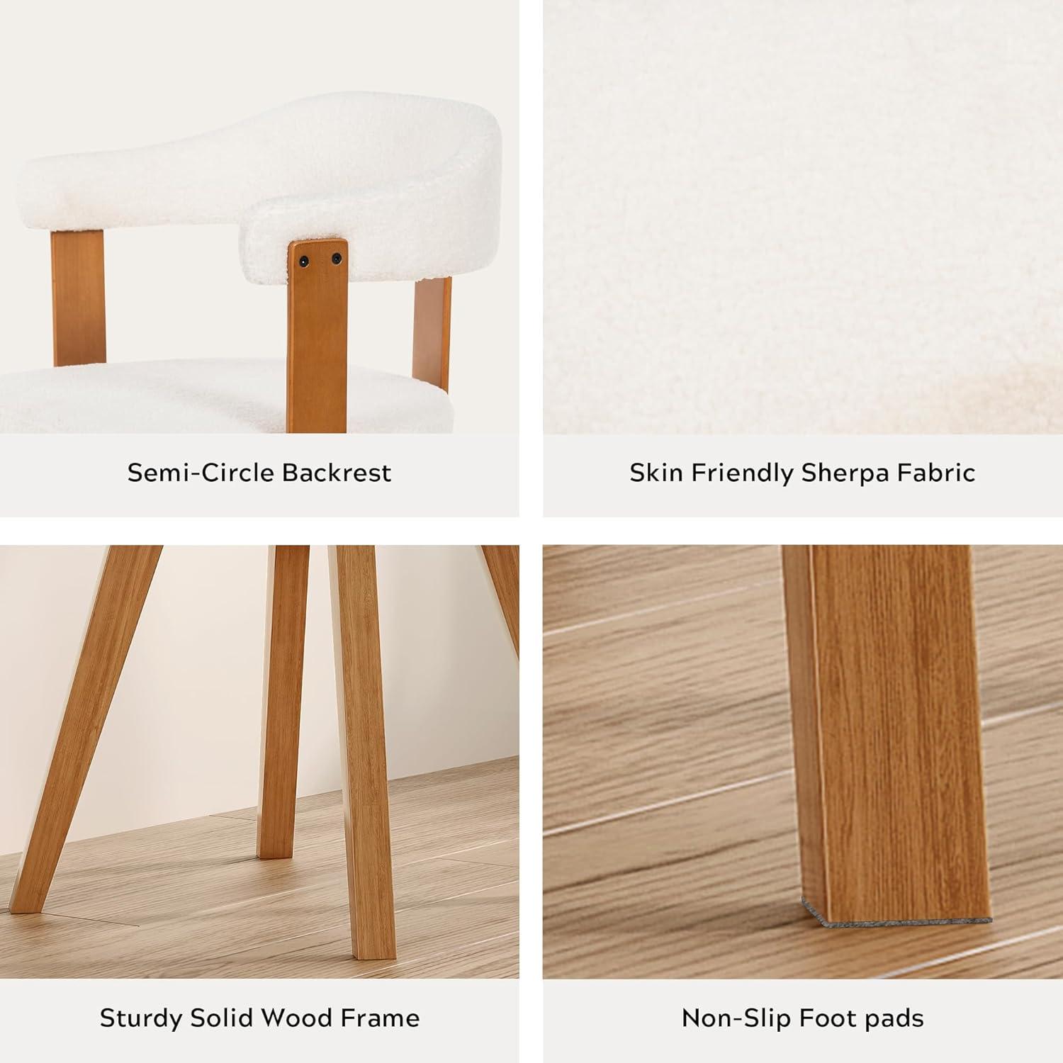 Corrigan Studio® Set Of 4 Swivel Boucle Dining Chairs With Arms And Wood Legs