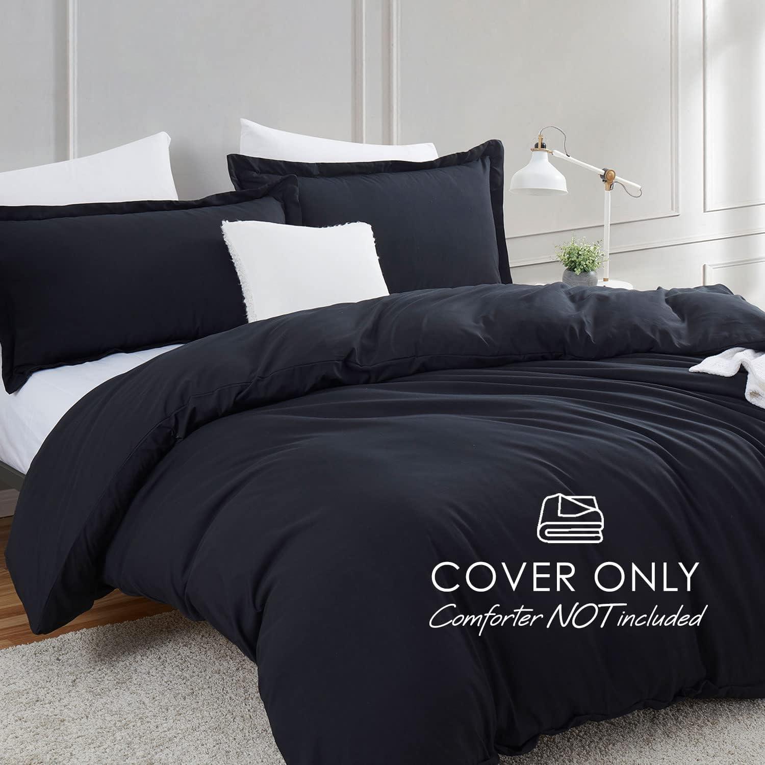 Full Black Double Brushed Duvet Cover Set by Bare Home