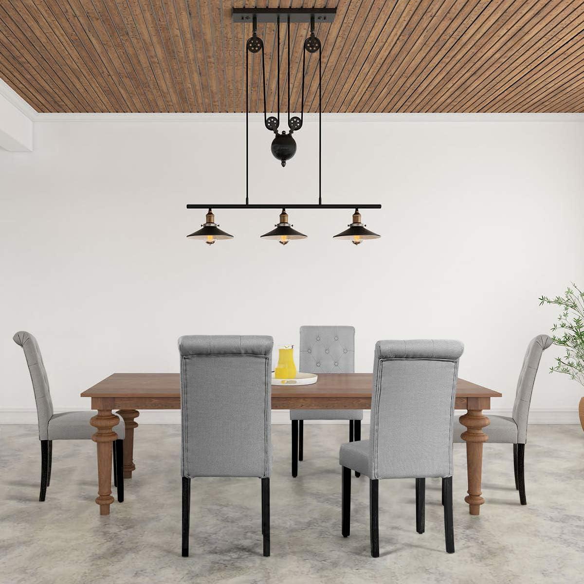 Westice Dining Room Chairs Set of 4 Upholstered Fabric Kitchen Chairs Dining Room Side Chair with Nailhead Trim and Rubber Wood Legs for Small Space Apartment, Light Gray