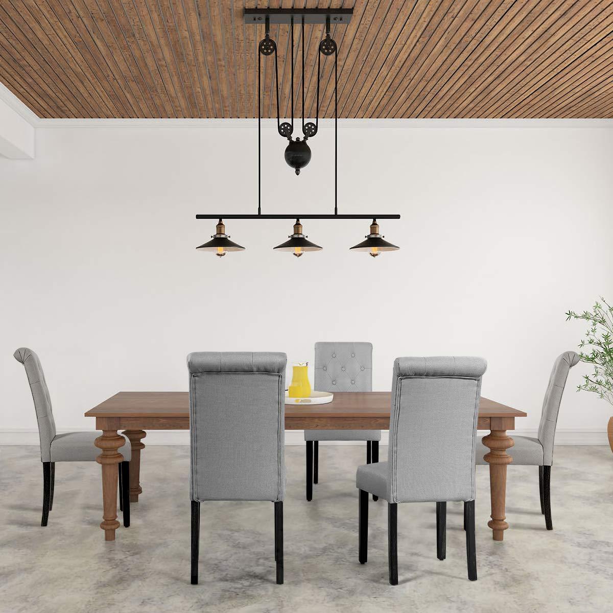 Westice Dining Room Chairs Set of 4 Upholstered Fabric Kitchen Chairs Dining Room Side Chair with Nailhead Trim and Rubber Wood Legs for Small Space Apartment, Light Gray