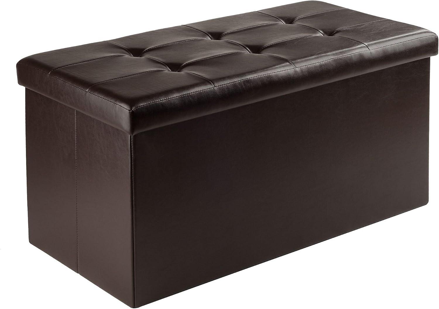 Winsome Ashford Ottoman with Accent Stools - Faux Leather - Espresso : Upholstered Entryway Bench, Footrest, No Assembly Required