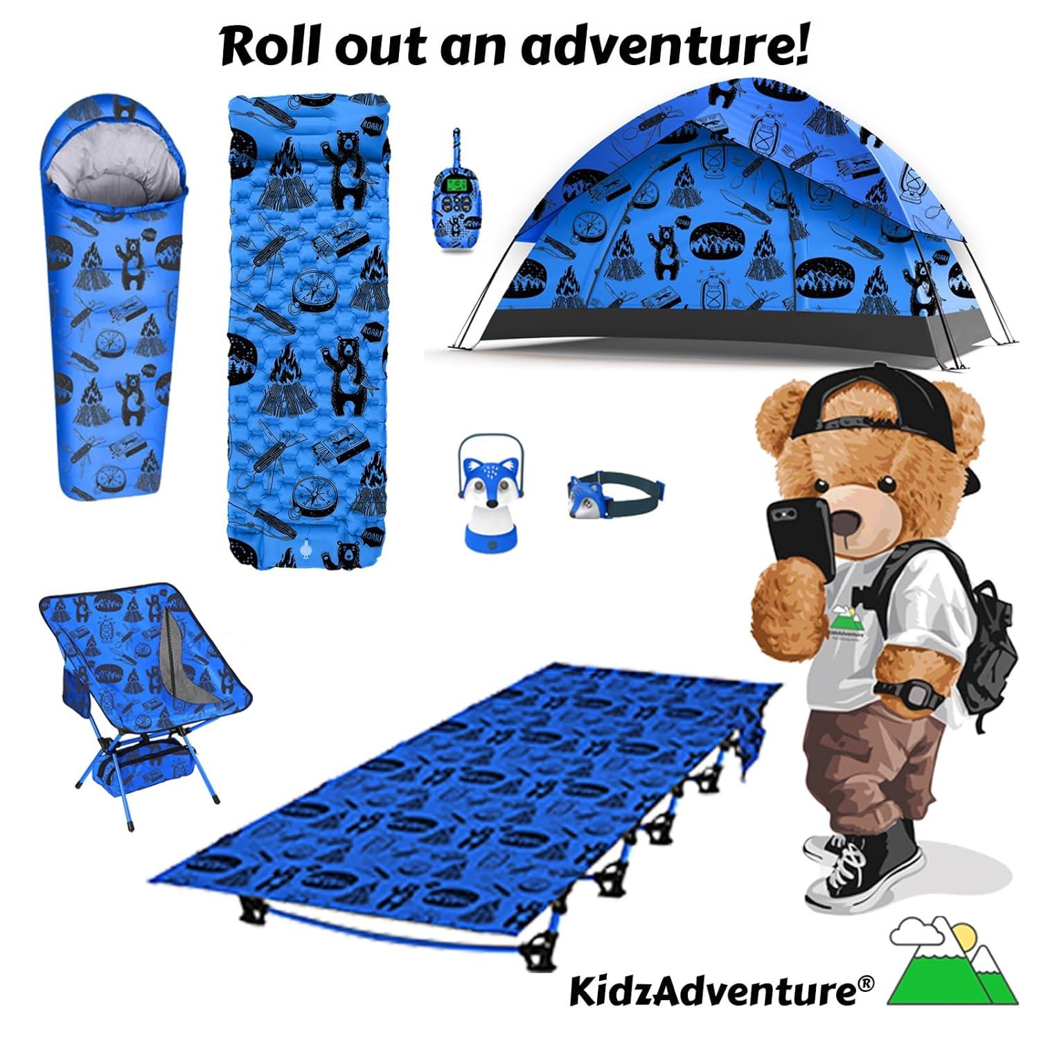 KidzAdventure 2 in 1 Kids Play Tent/Kids Tent for Camping | 1 – 2 Person Backpacking Tent for Kids | Ultralight Indoor & Outdoors Kids Tents – Best Friends Theme