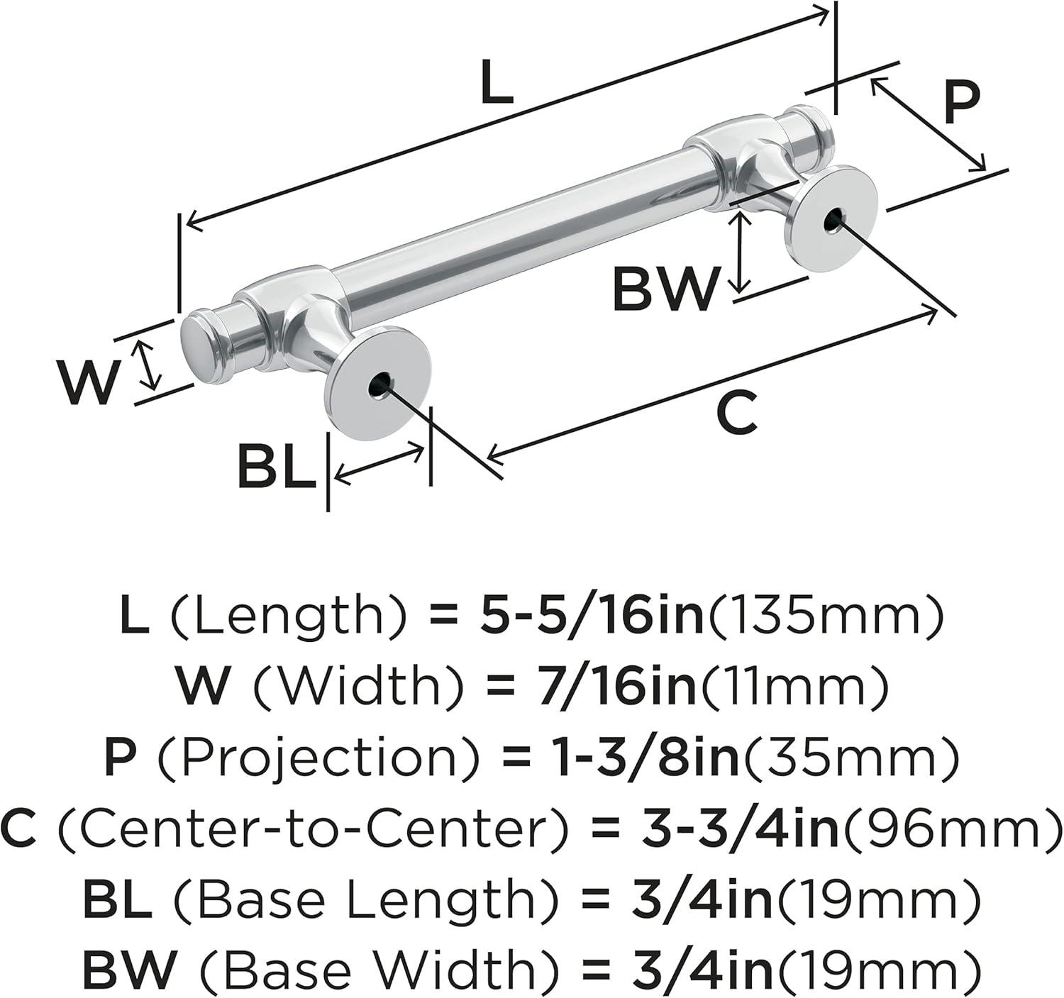 Winsome Polished Chrome 3-3/4 inch Cabinet Drawer Pull