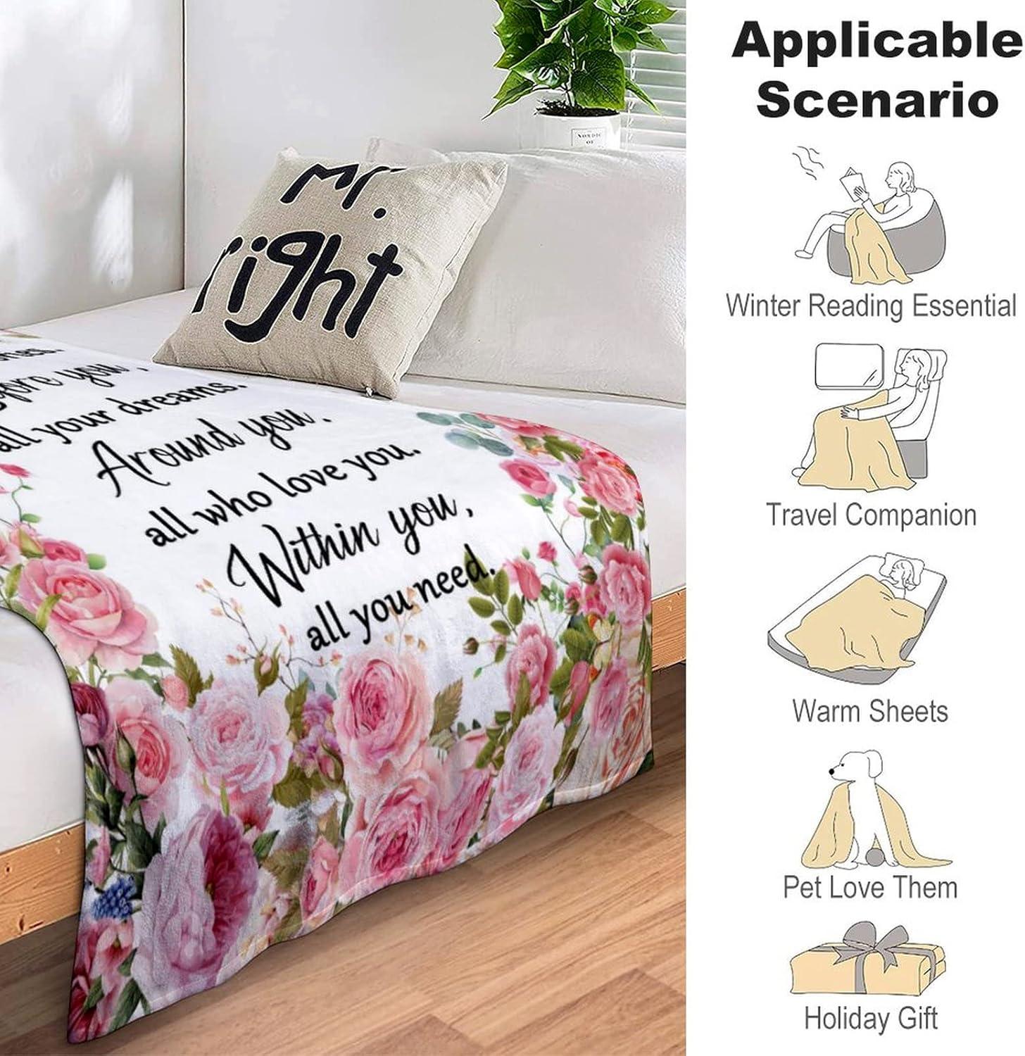 DALIHUA Birthday Gifts for Women Blanket Happy Birthday Decorations Throw Blanket Best Birthday Gift Ideas for Women Men 60x80inches