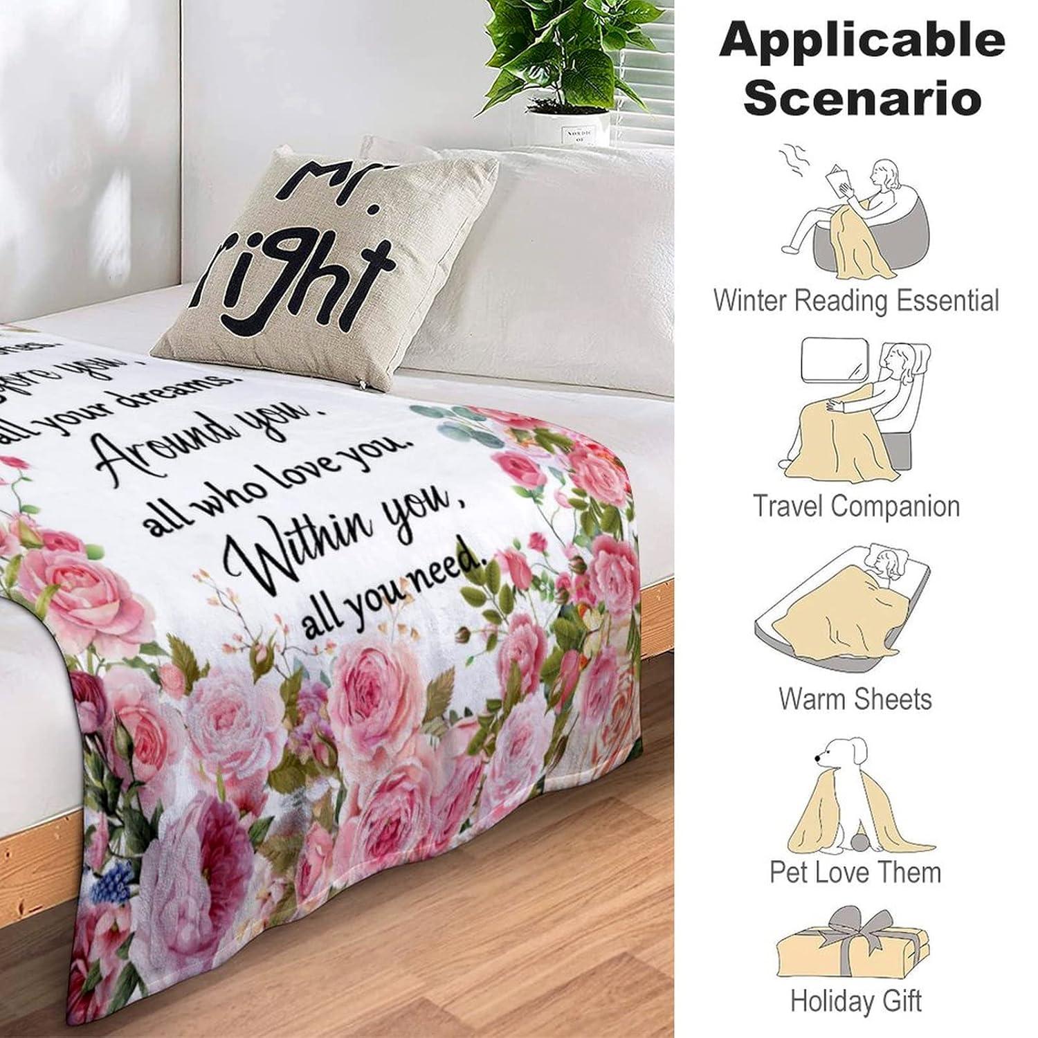 DALIHUA Birthday Gifts for Women Blanket Happy Birthday Decorations Throw Blanket Best Birthday Gift Ideas for Women Men 60x80inches